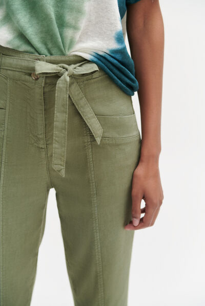 Pantalon bolton casual vert kaki femme