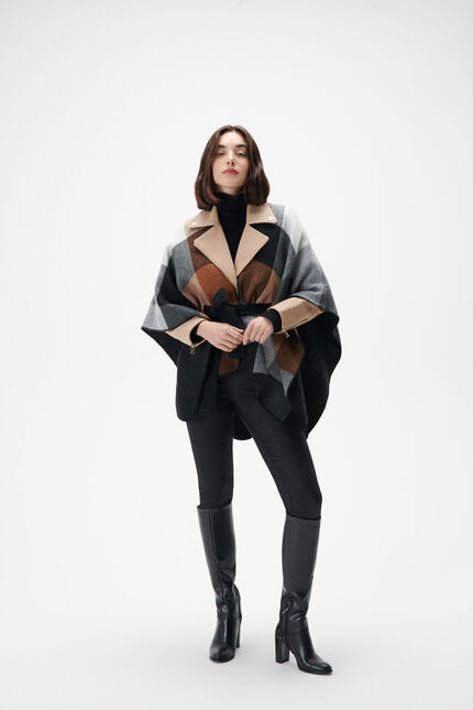 Poncho habelty noir femme