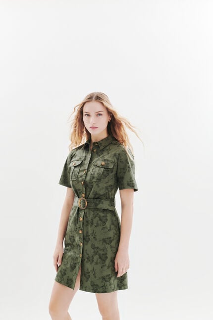 Vestido Rsonia verde caqui mujer