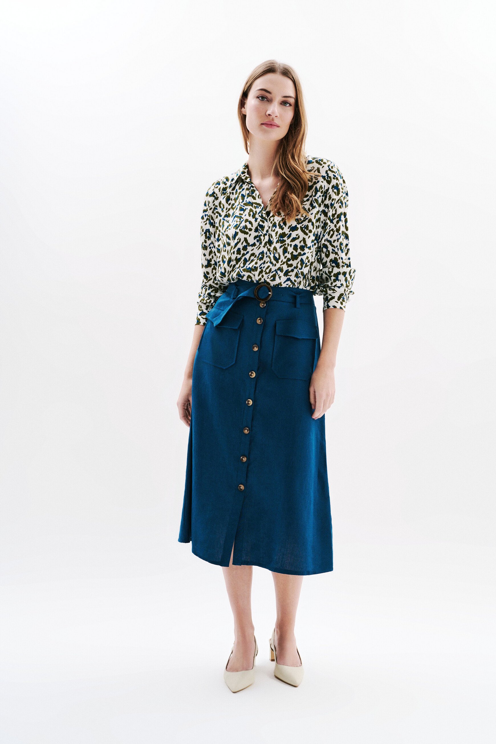 jupe agnes 100 lin bleu femme jupe agnes 100% lin bleu femme