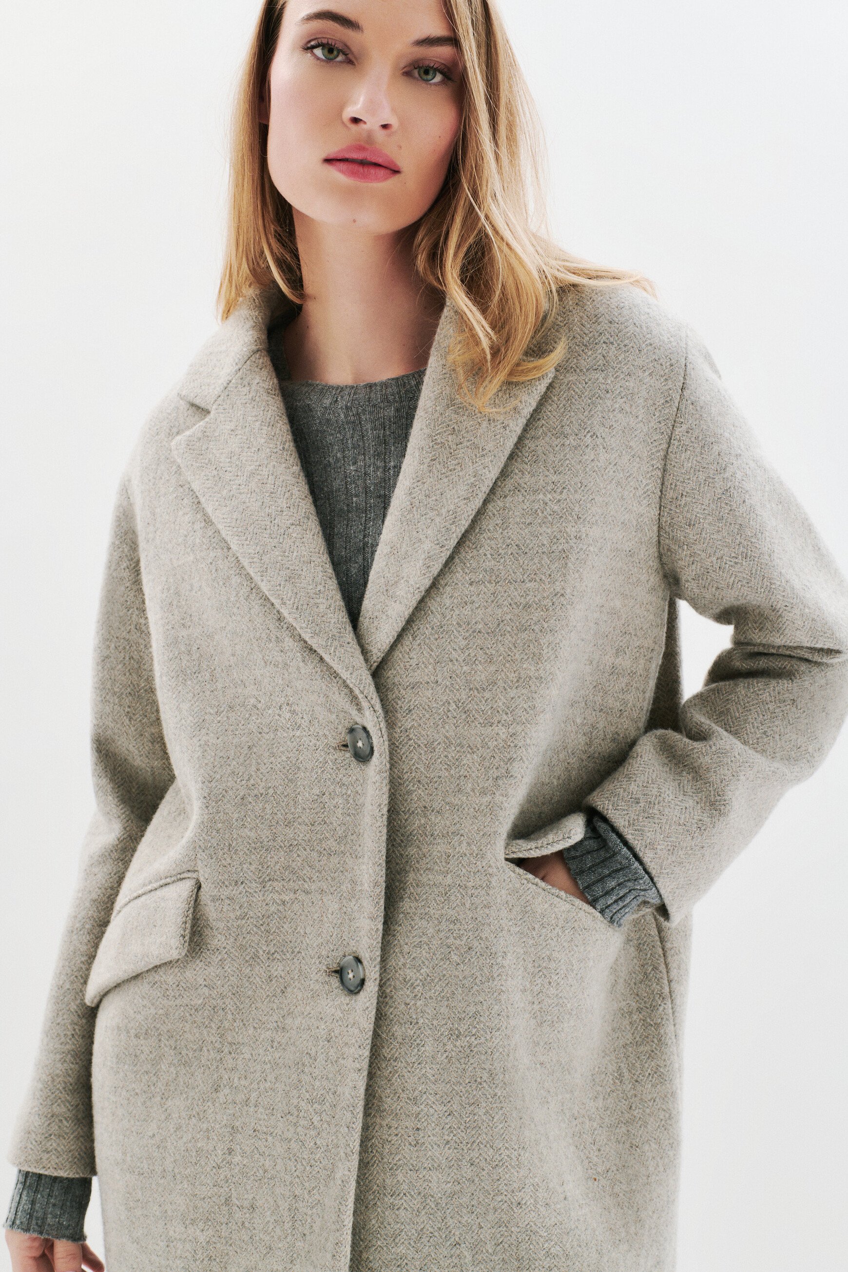 gbrillant coat 100 wool dark grey woman Gbrillant coat 100% wool dark grey woman