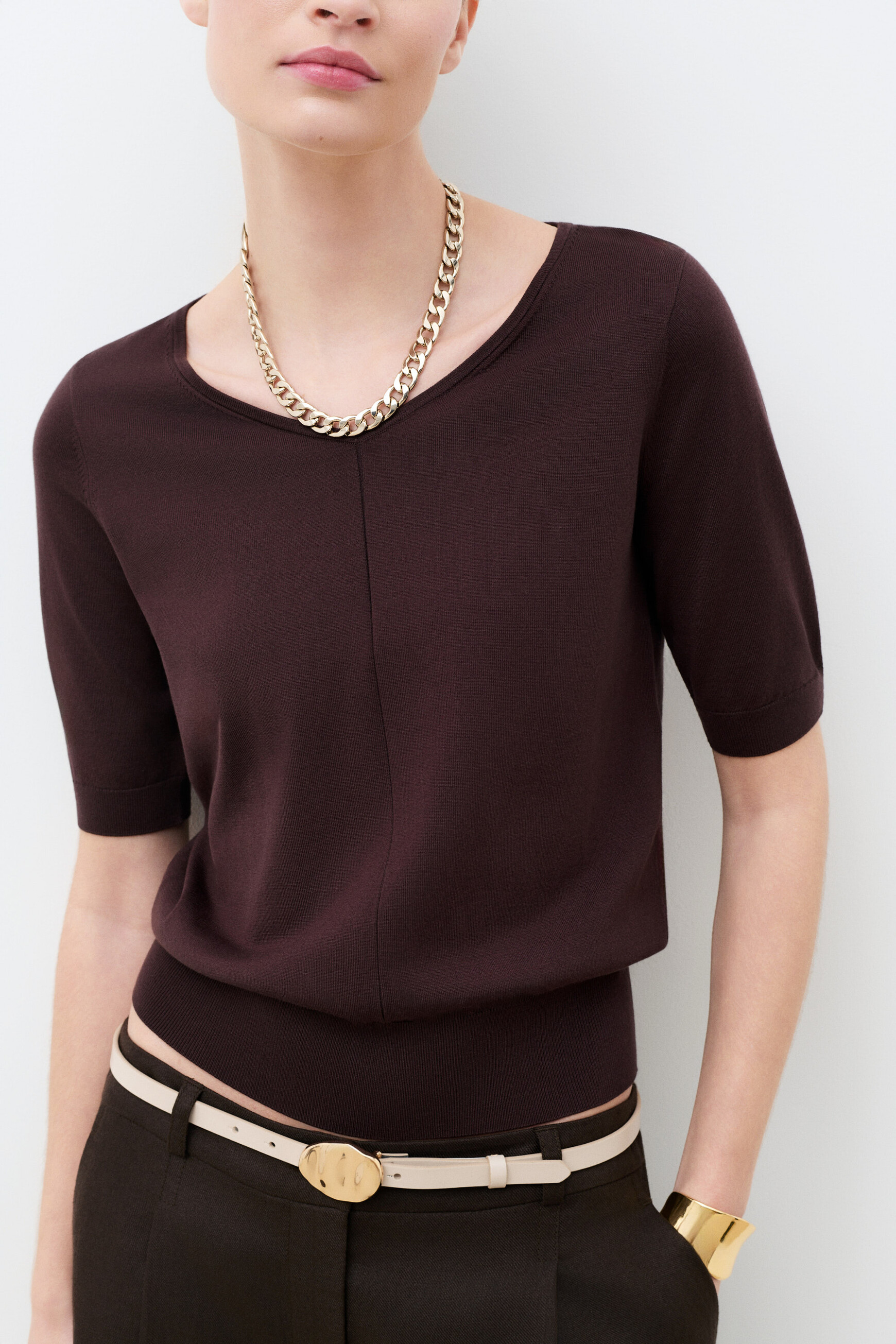 Jersey Mrico marr&oacute;n oscuro mujer