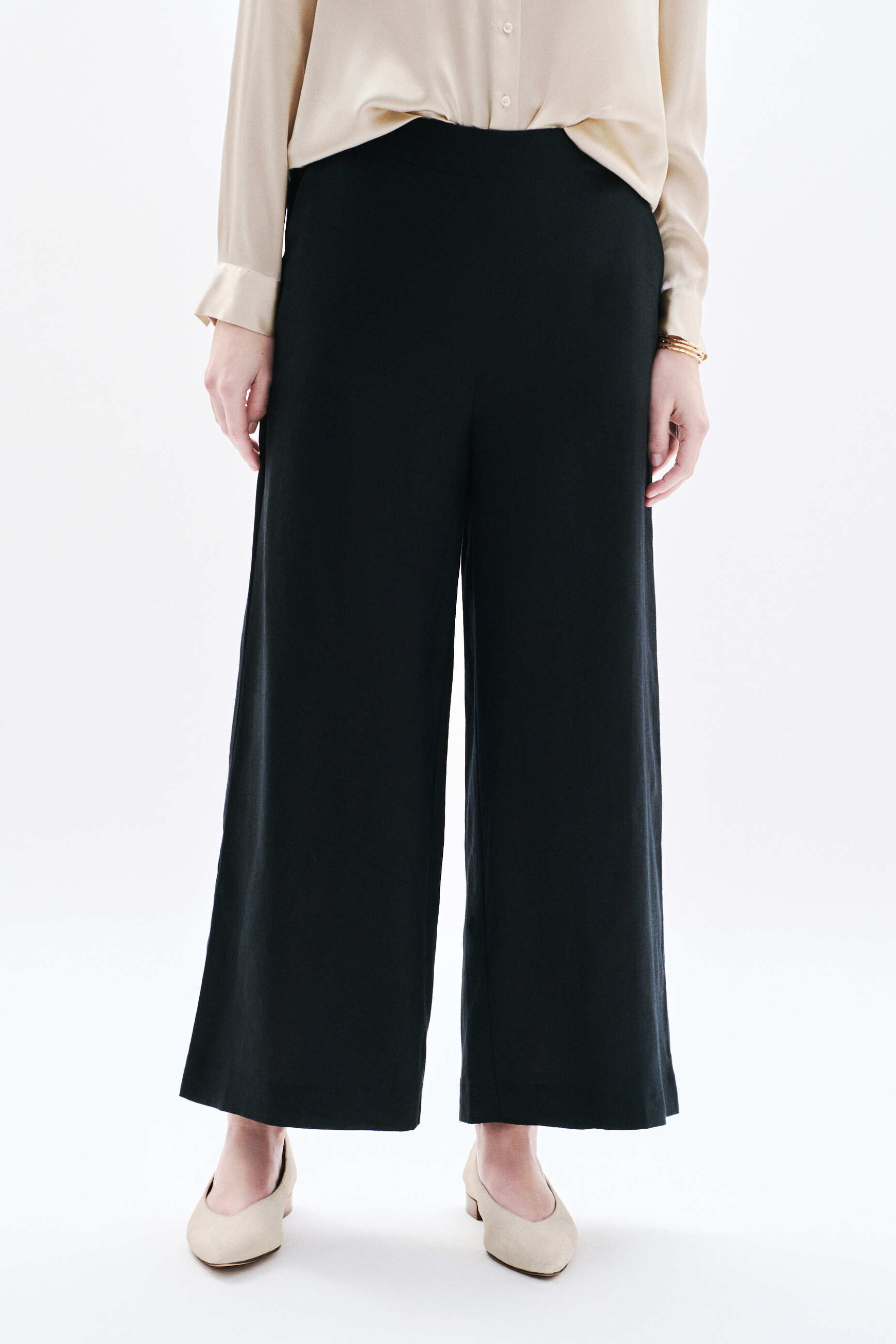 Pantaloni Pandi 100% lino nero donna