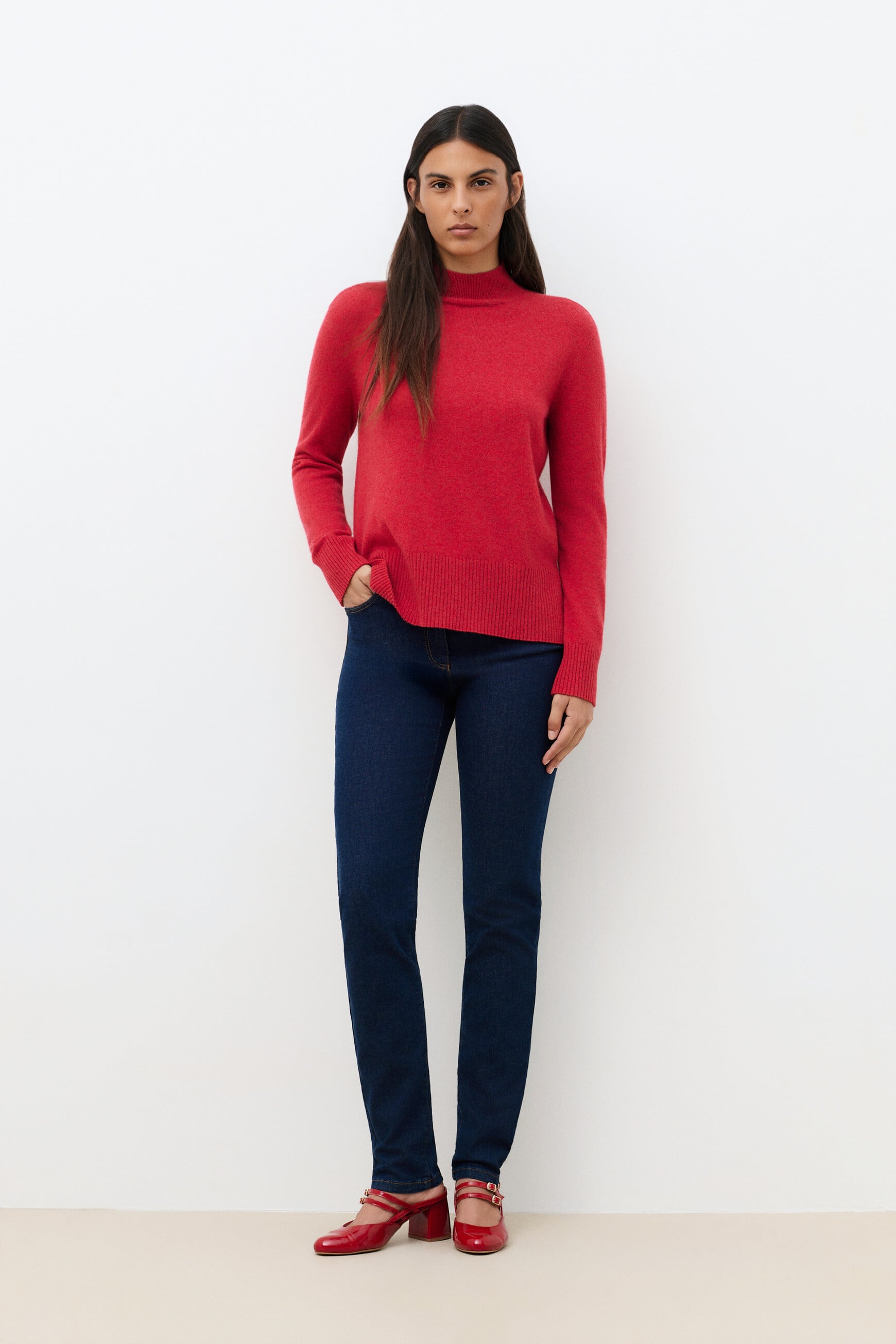 Maglione Mfranklin 100% cashmere rosso donna
