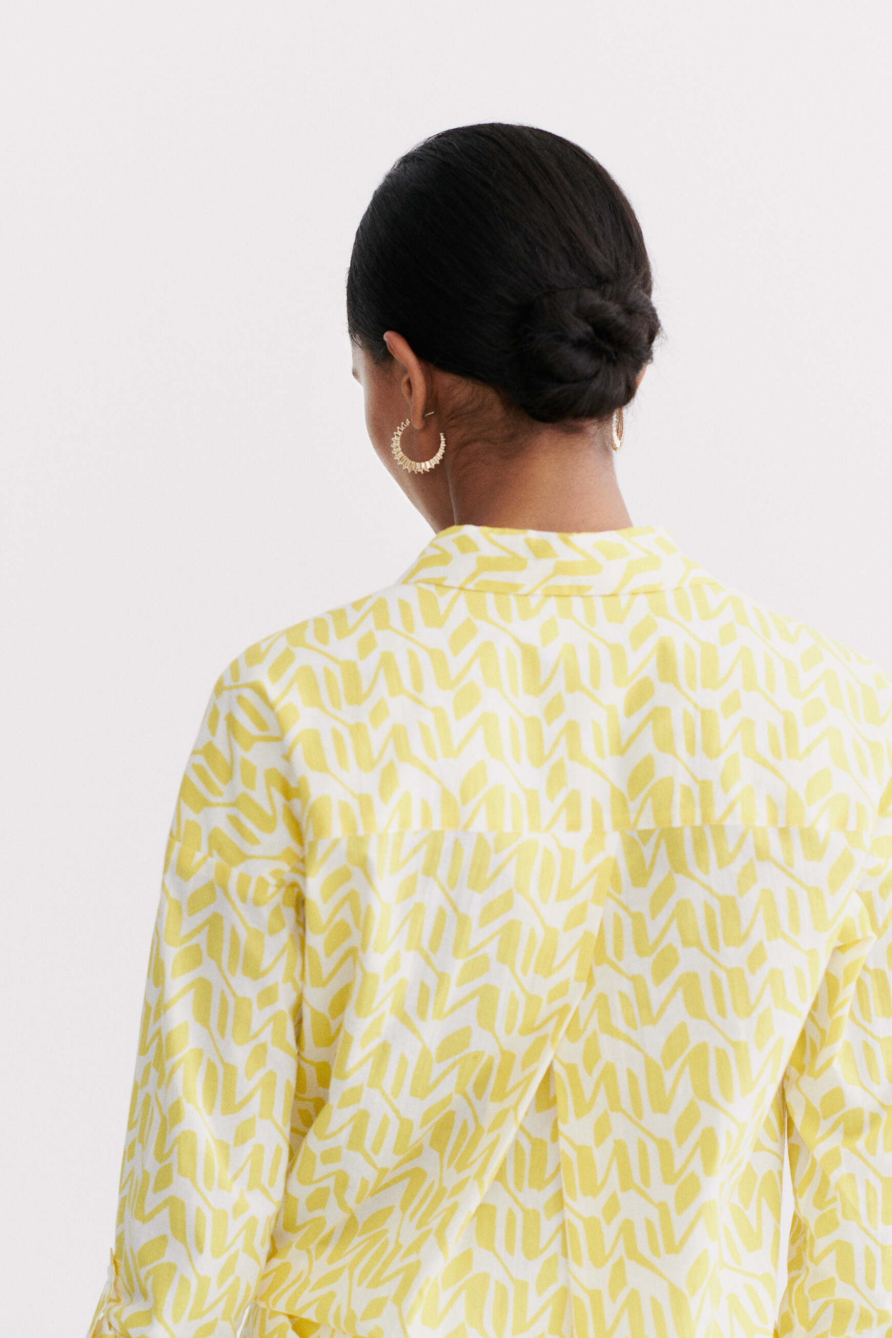chemise florentine a motifs jaune or femme Chemise Florentine à motifs jaune or femme