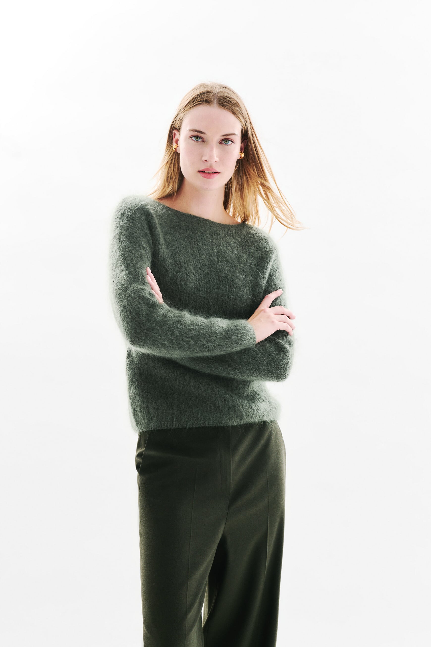 Pull Maggie vert kaki femme