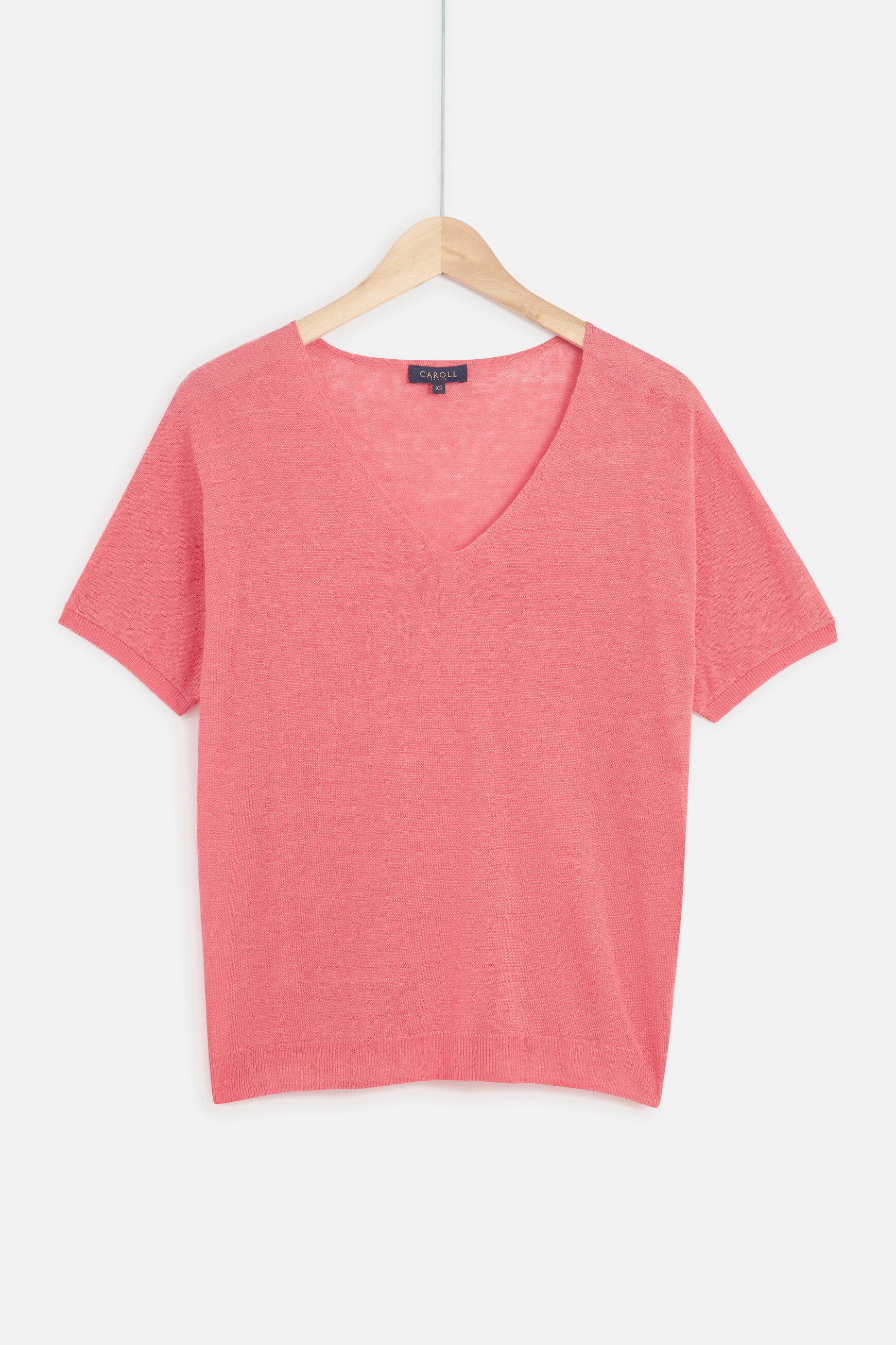 pull milane 100% lin rose corail femme