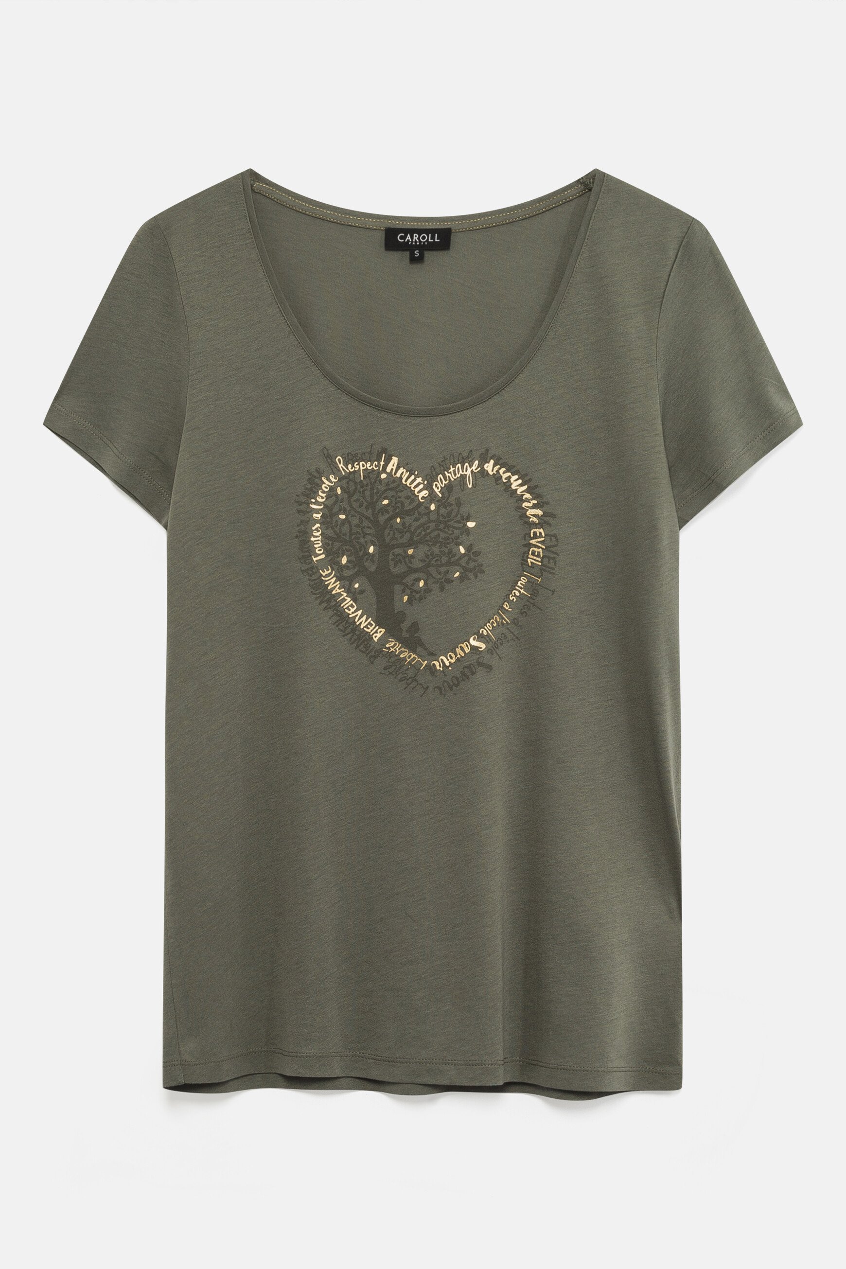 t-shirt janice toutes à l'école verde caqui mulher