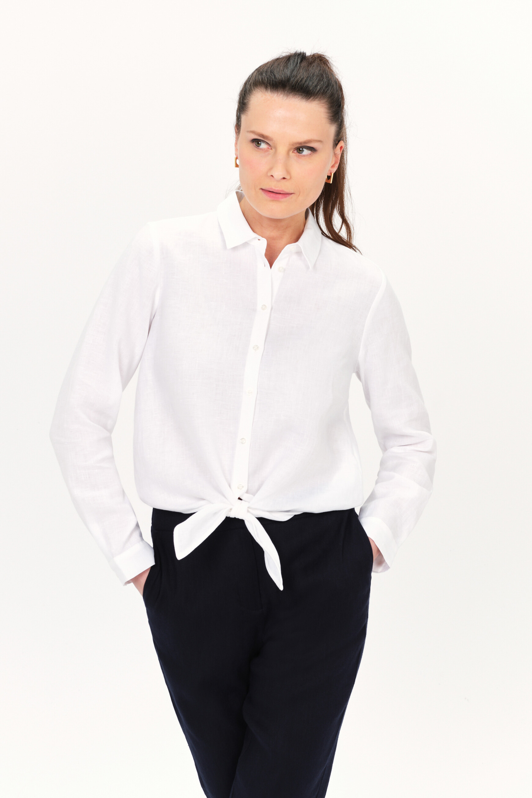 chemise livie 100 lin a nouer blanc femme Chemise livie 100% lin à nouer blanc femme
