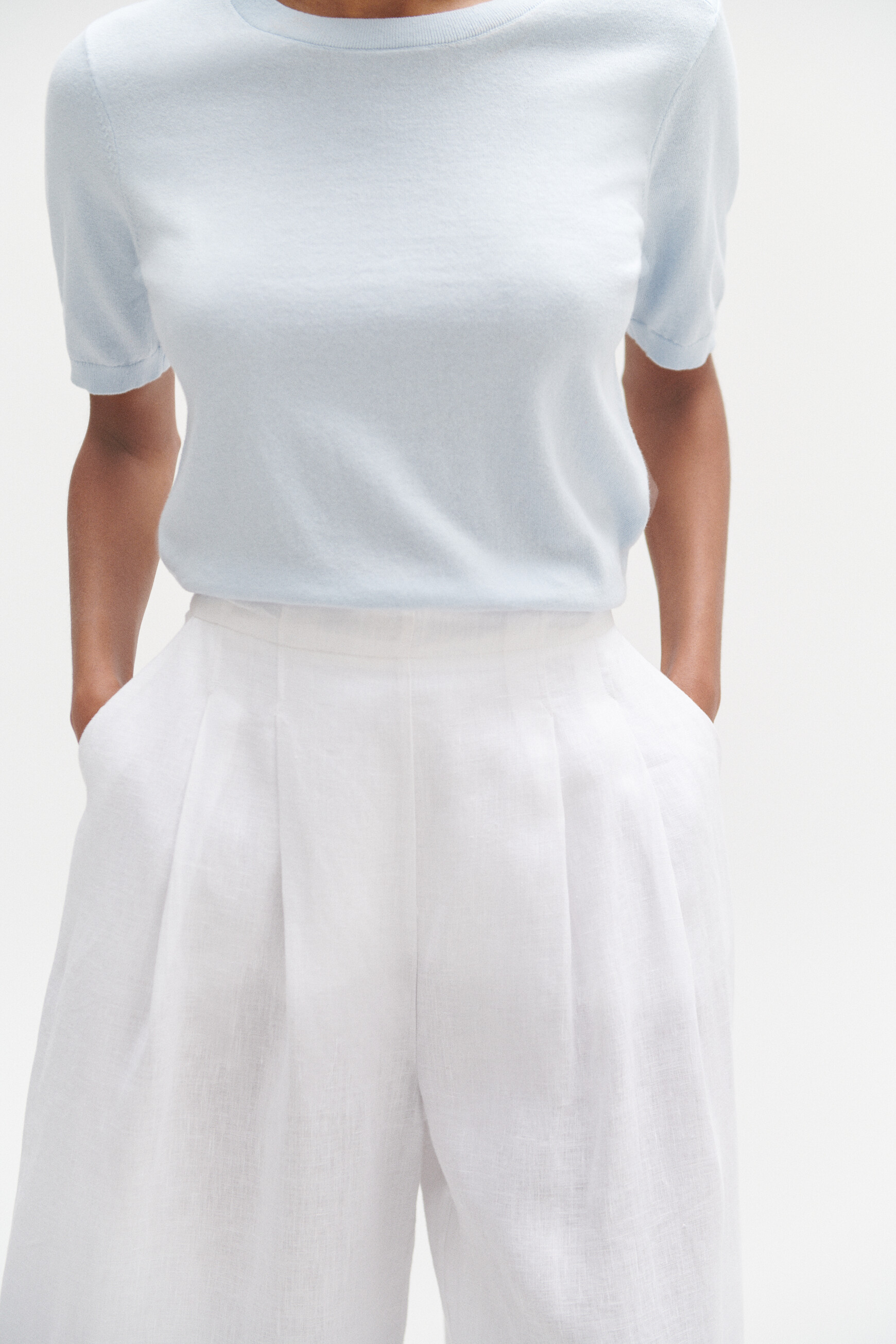 pantalon valvano jupe culotte 100 lin blanc femme Pantalon valvano jupe-culotte 100% lin blanc femme