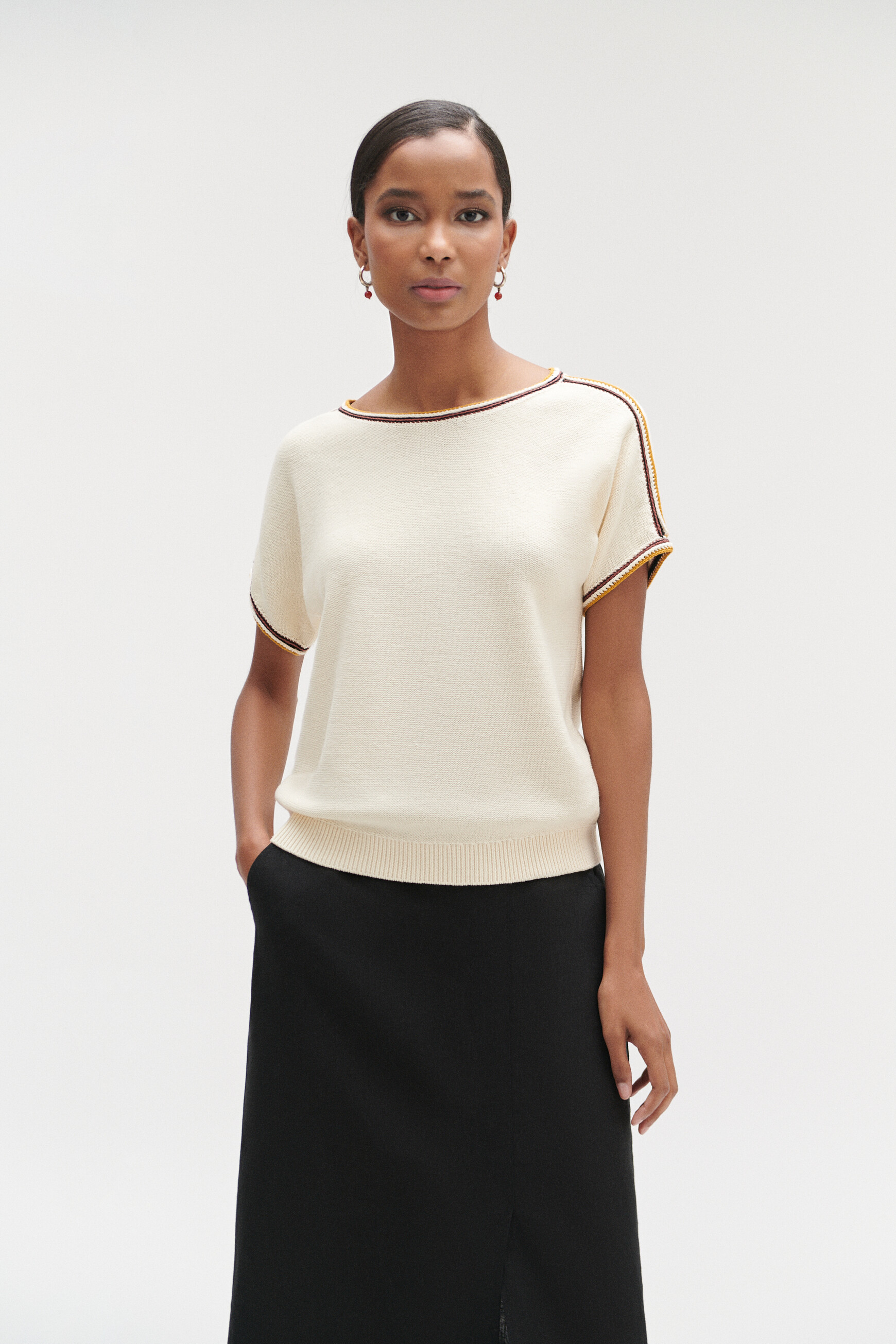 pull maxine a details tresses ivoire femme Pull maxine à détails tressés ivoire femme
