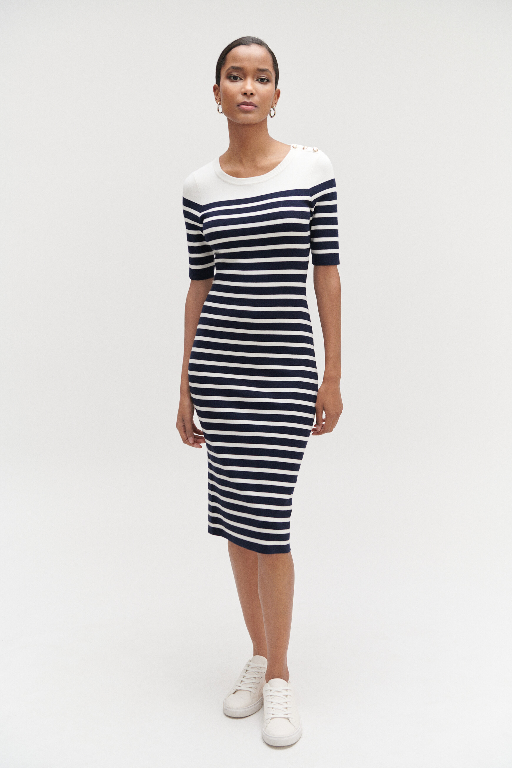 robe pull oceane facon mariniere bleu marine femme Robe pull oceane façon marinière bleu marine femme