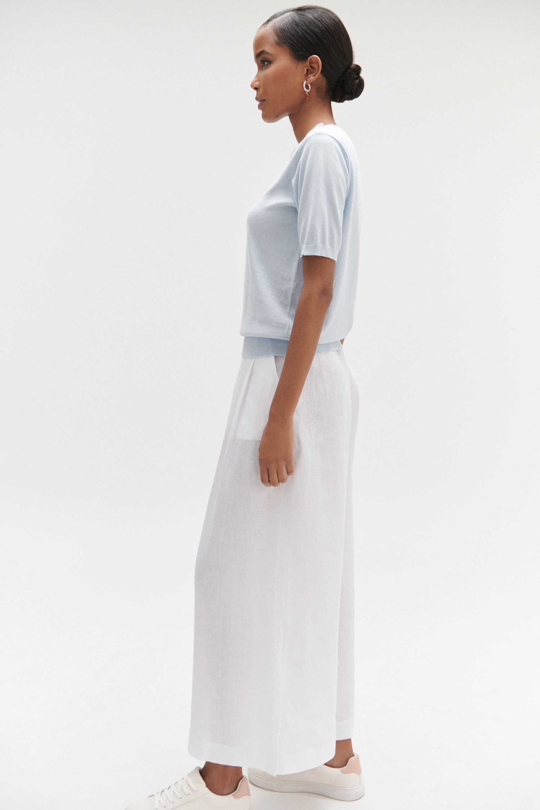 pantalon valvano jupe culotte 100 lin blanc femme Pantalon valvano jupe-culotte 100% lin blanc femme