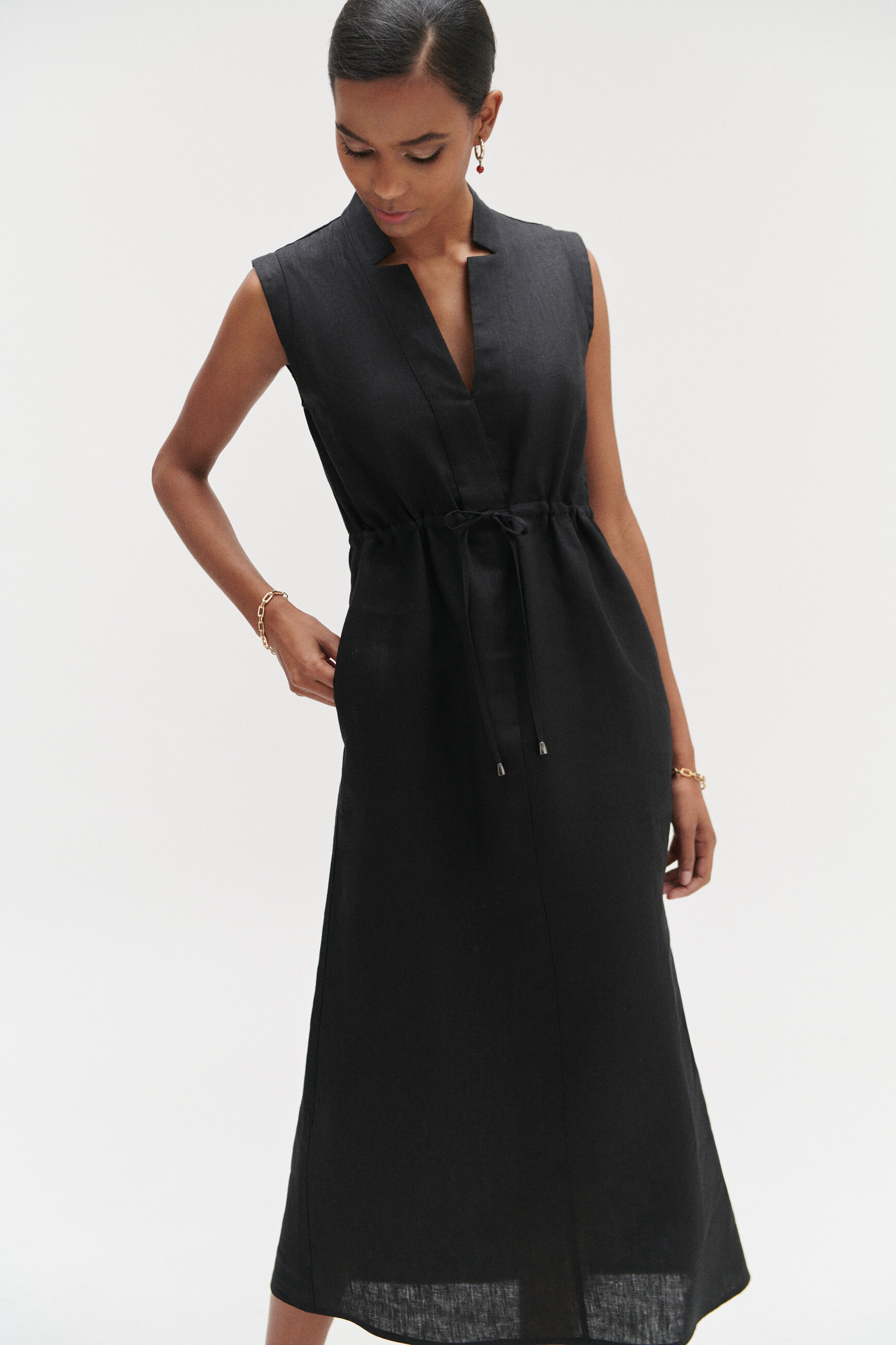 robe longue amy 100 lin noir femme Robe longue amy 100% lin noir femme