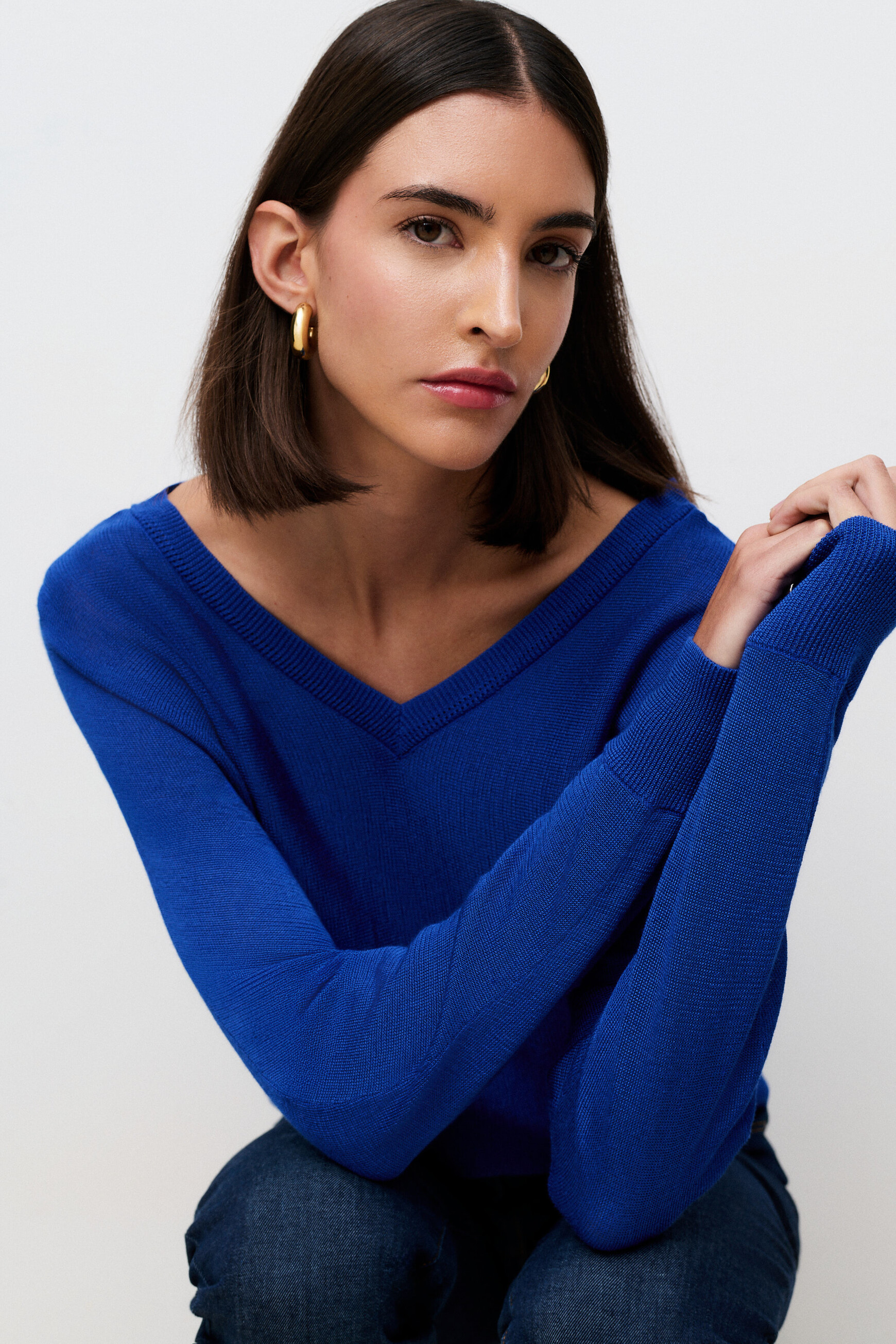 Pull Mcallista bleu electrique femme