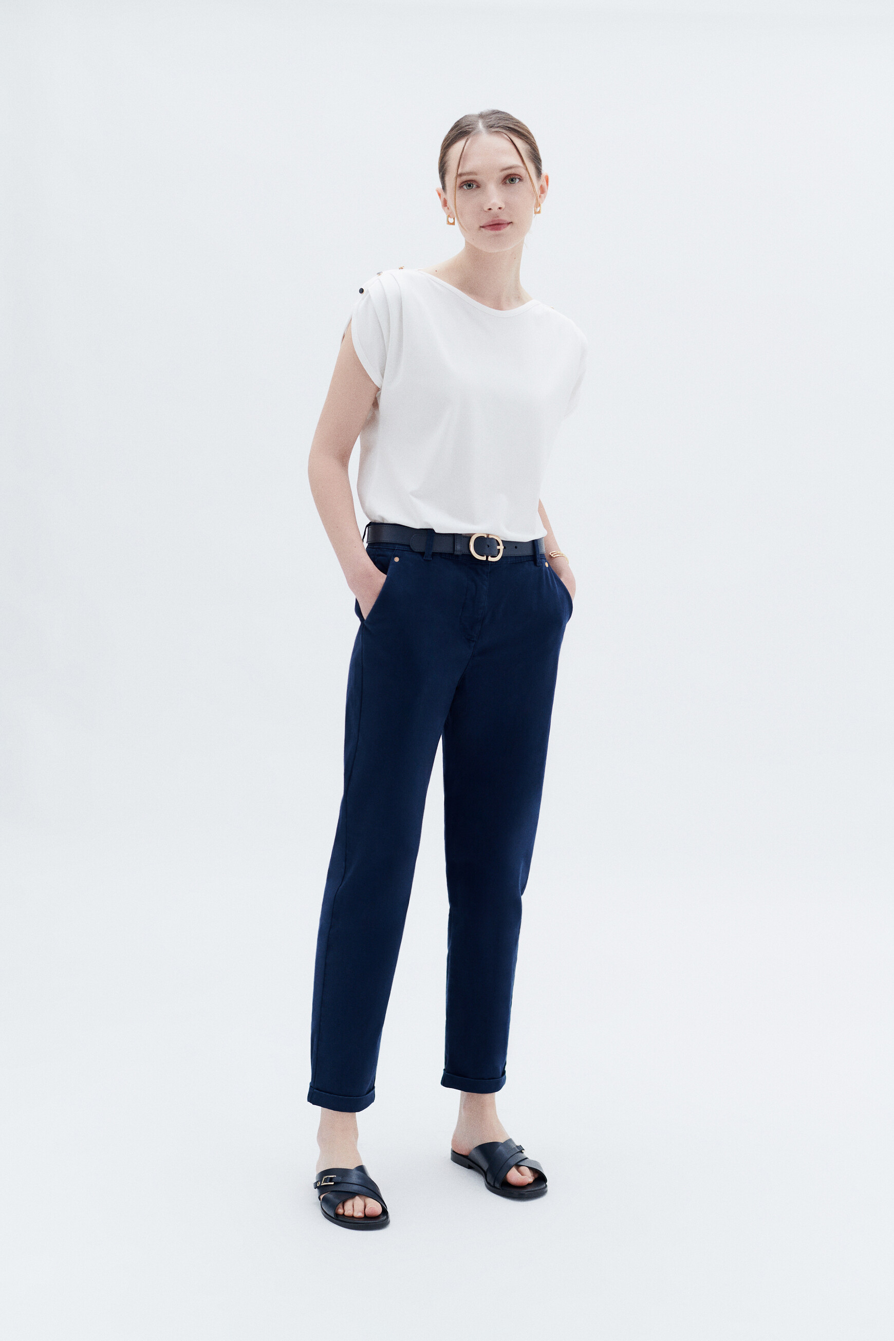 Pantalon pachille bleu marine femme