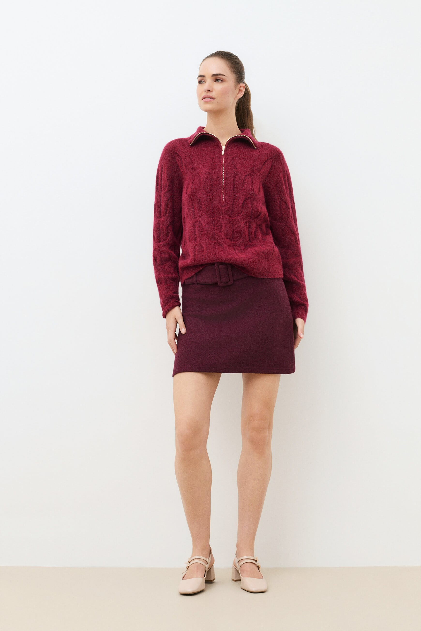 Maglione Mtanner rosso bordeaux donna