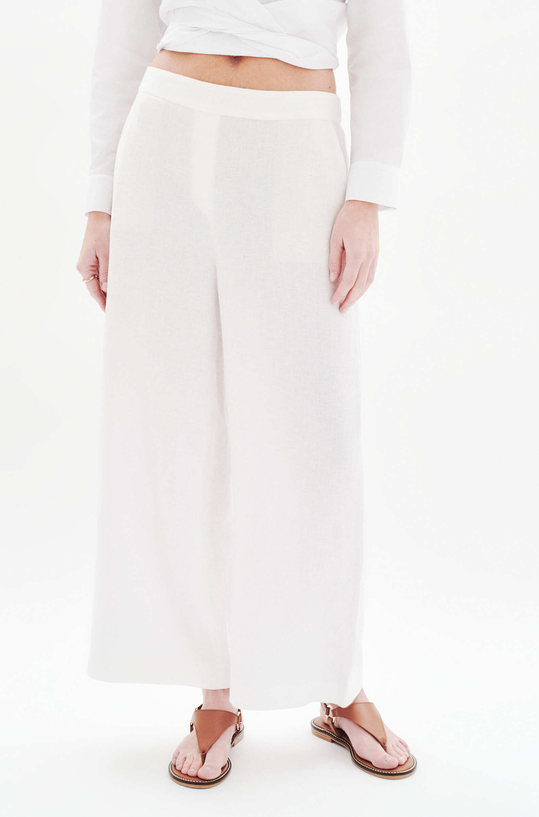 Pantalon pandi 100 lin blanc femme