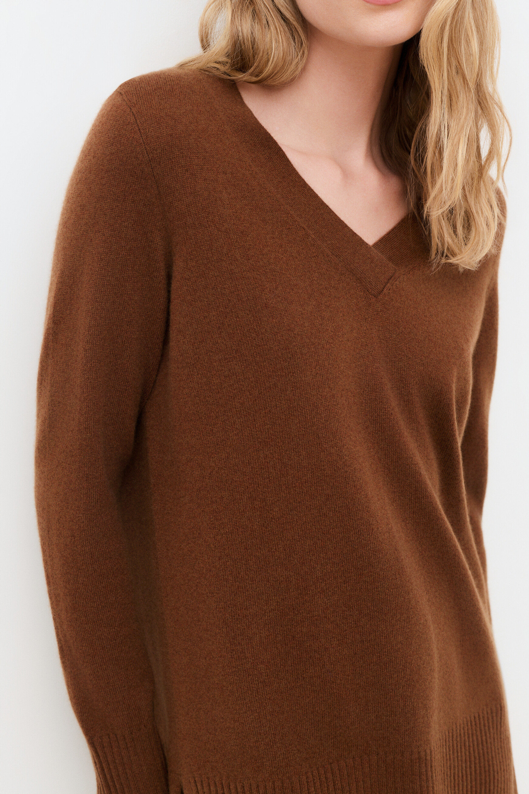 Mfrank sweater 100% cashmere cognac brown woman