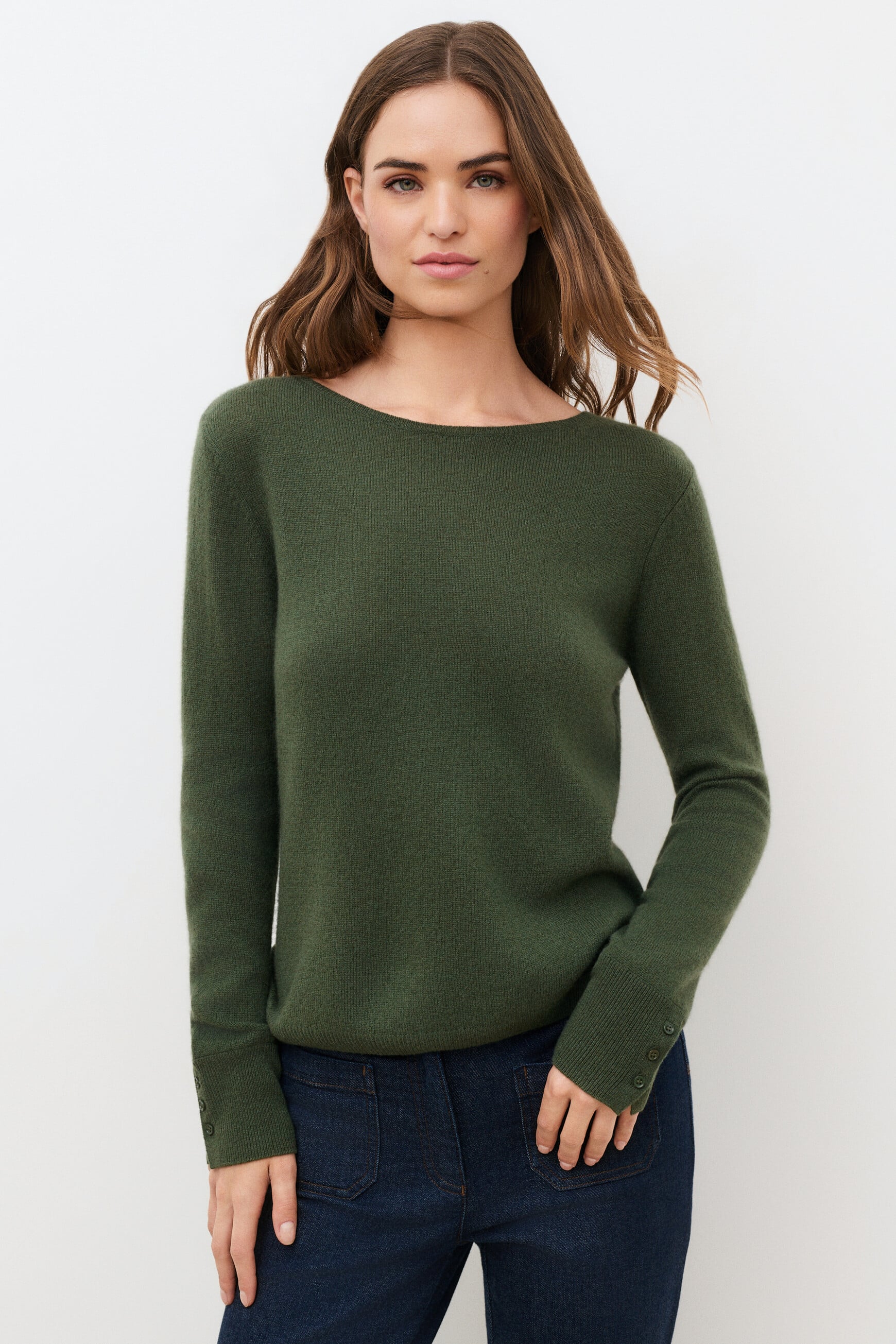 Maglione Mzoan 100% cashmere verde cachi donna