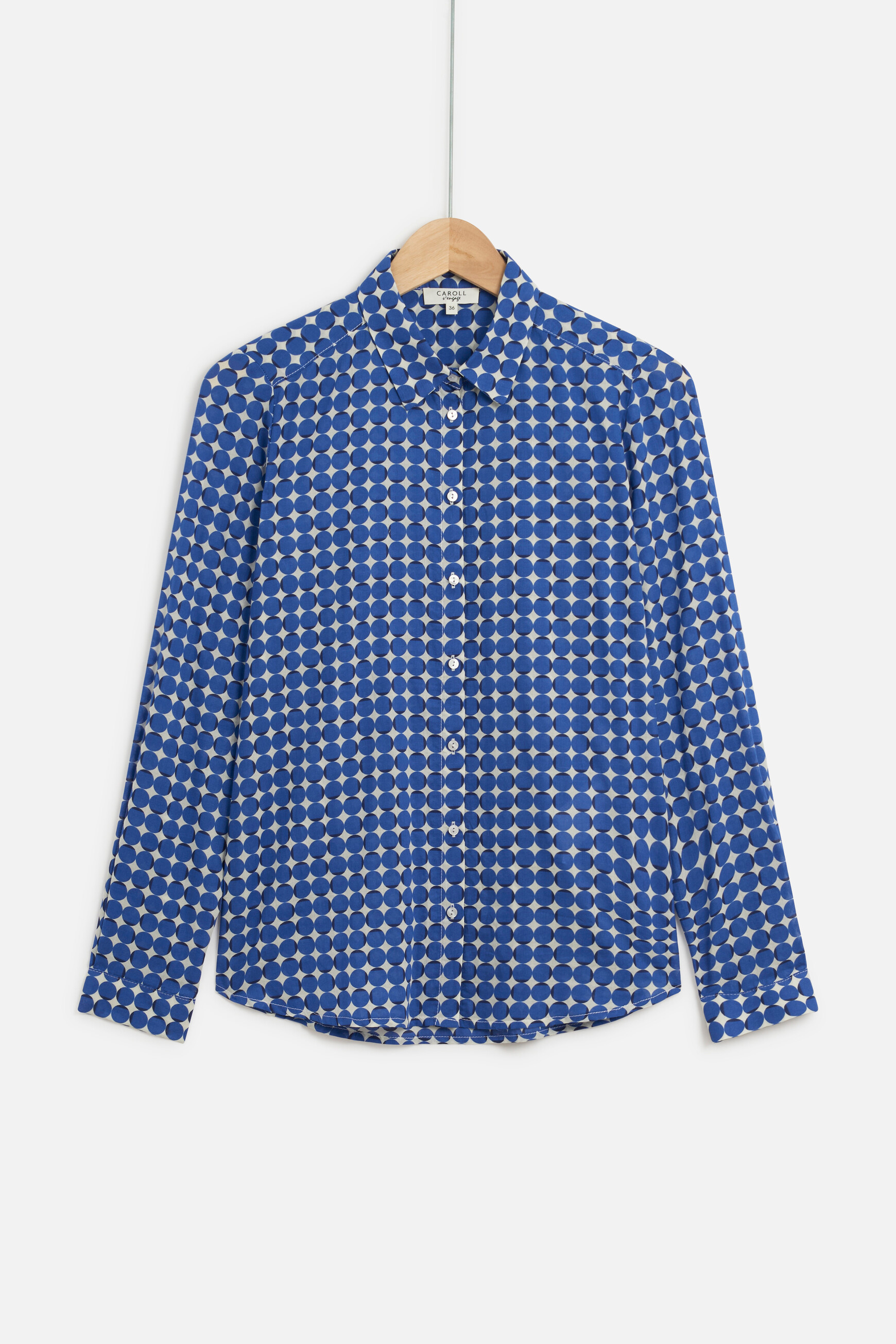 camisa jessica geometrica azul electrico mujer Camisa Jessica geométrica azul eléctrico mujer