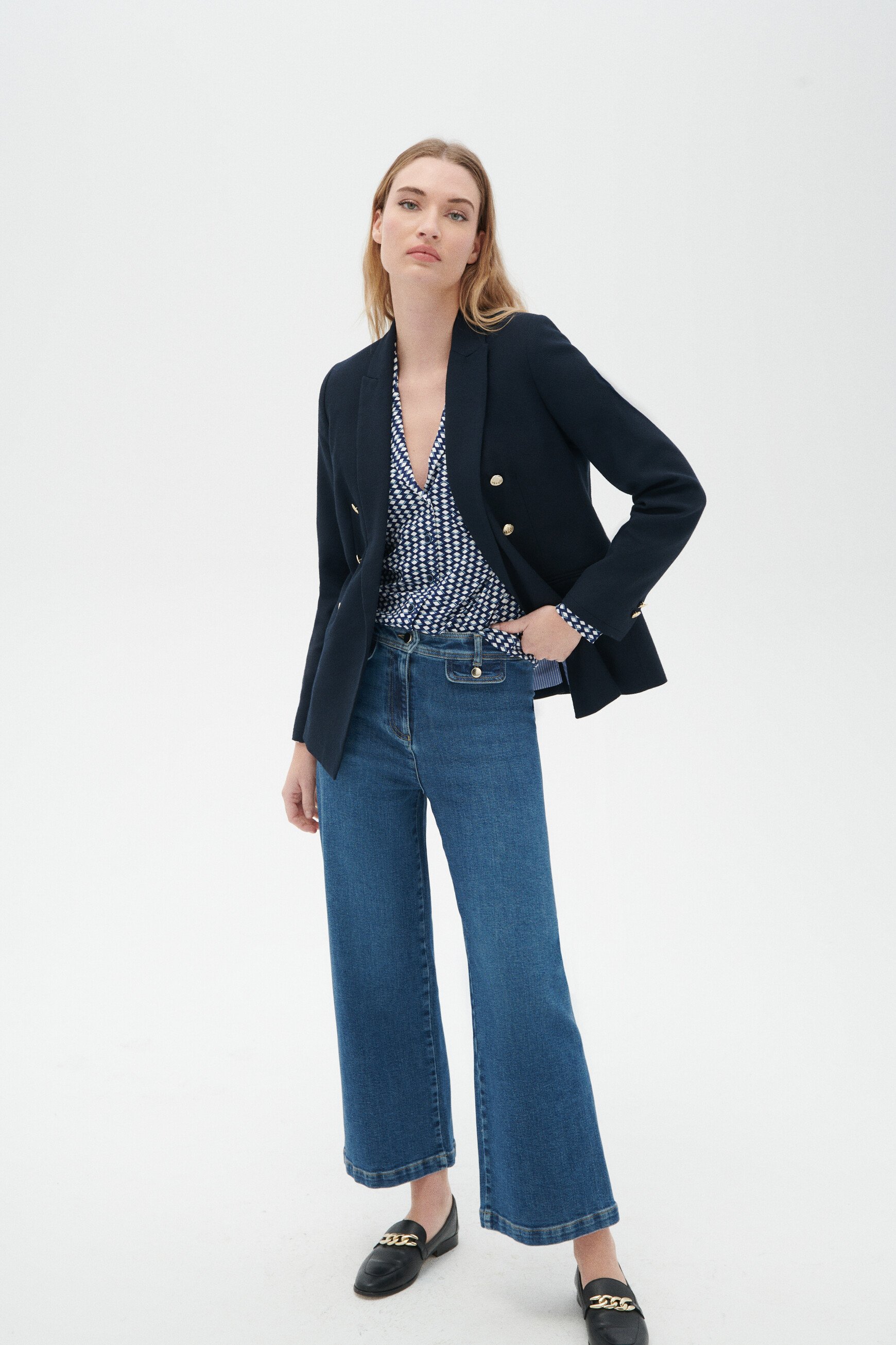 blazer maina double boutonnage bleu marine femme