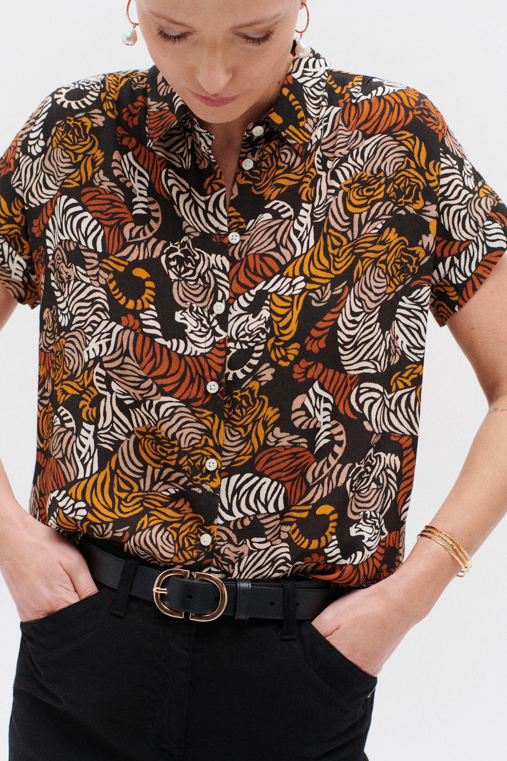 chemise tiana tigre marron fonce femme chemise tiana tigre marron fonce femme