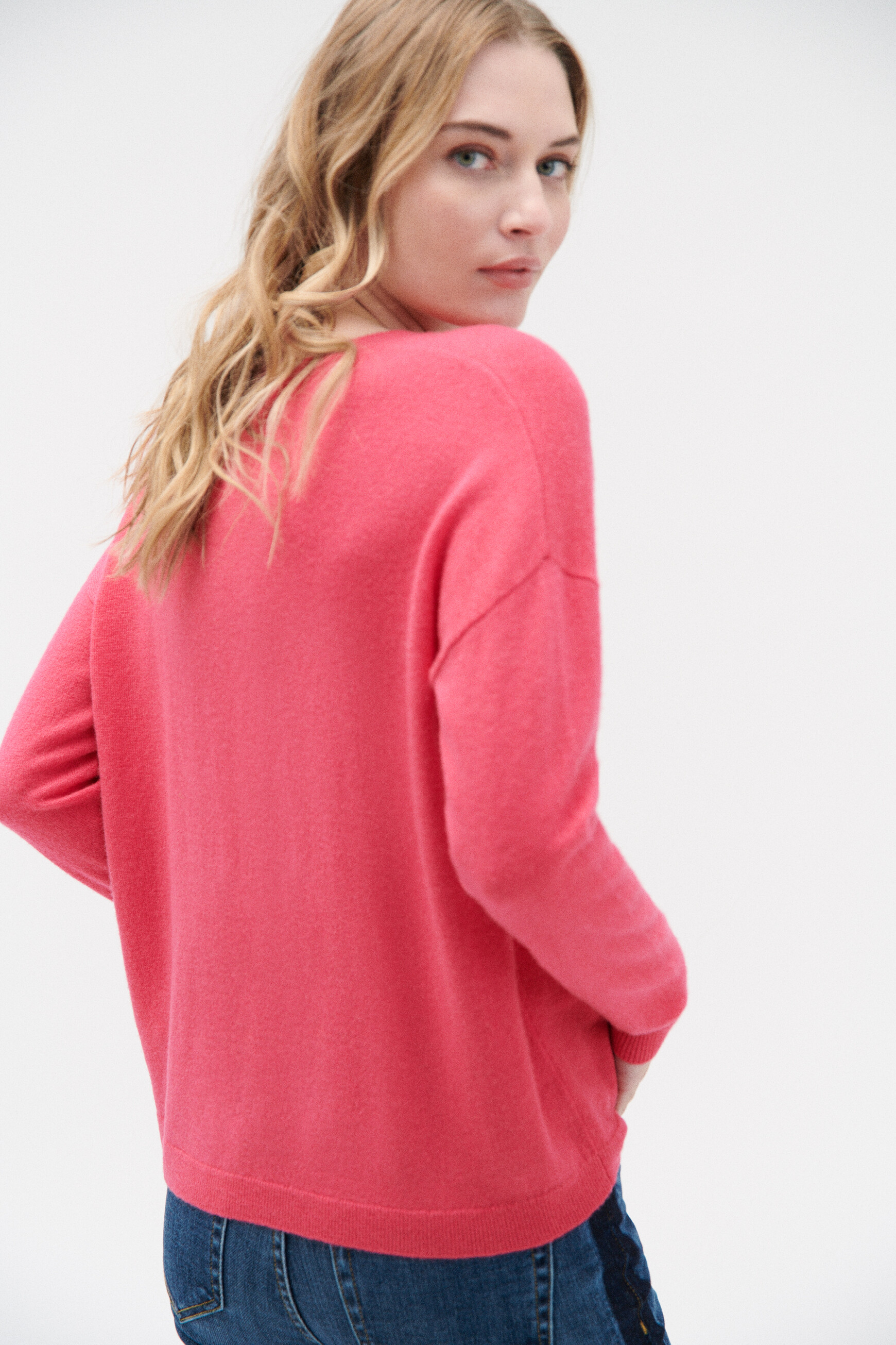 pull talia 100% laine rose fushia femme