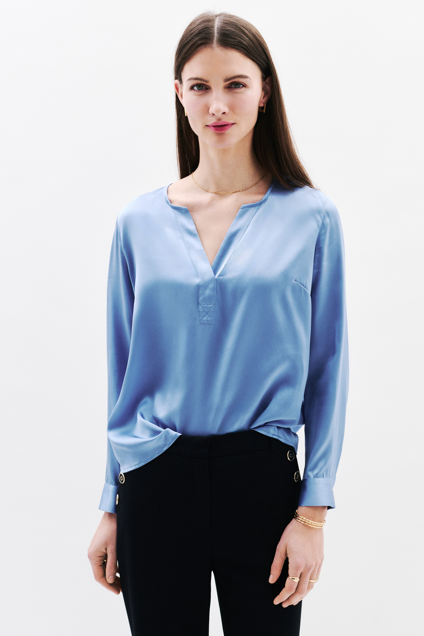 bluse clisa 100 seide bleu lavande damen Bluse Clisa 100% Seide bleu lavande damen