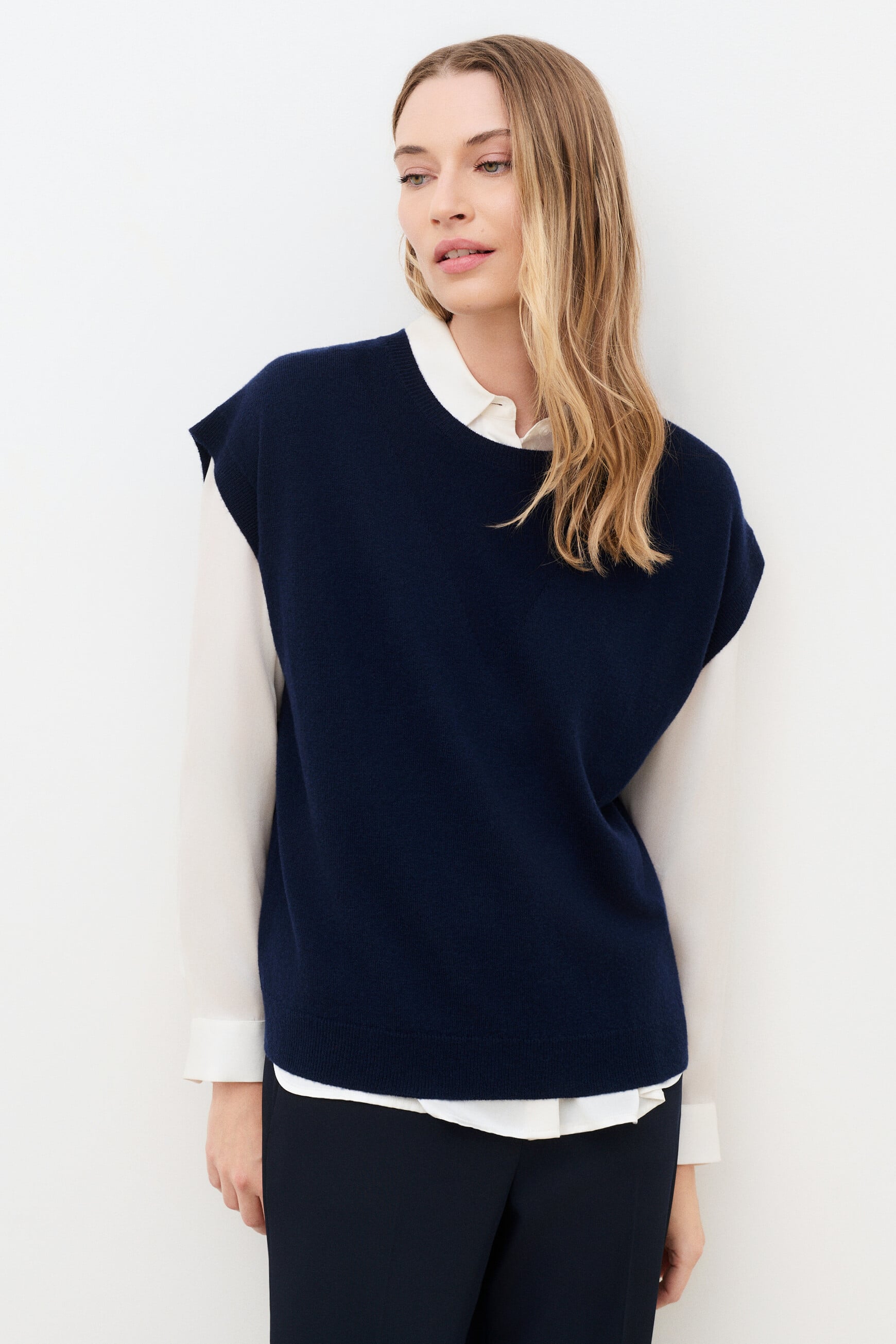 Mathilde sweater 100% wool navy blue woman