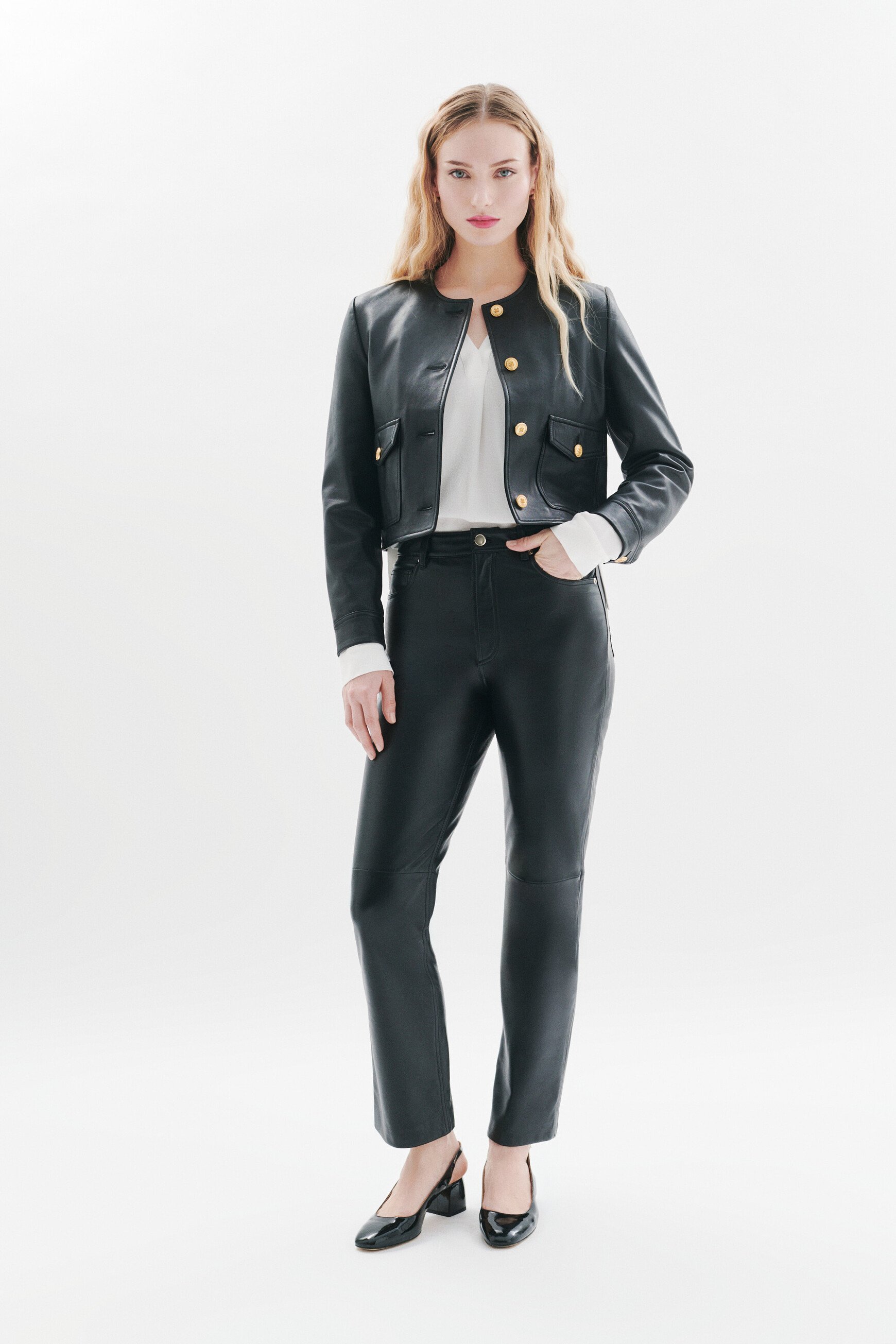 pantalon parmy en cuir noir femme Pantalon Parmy en cuir noir femme
