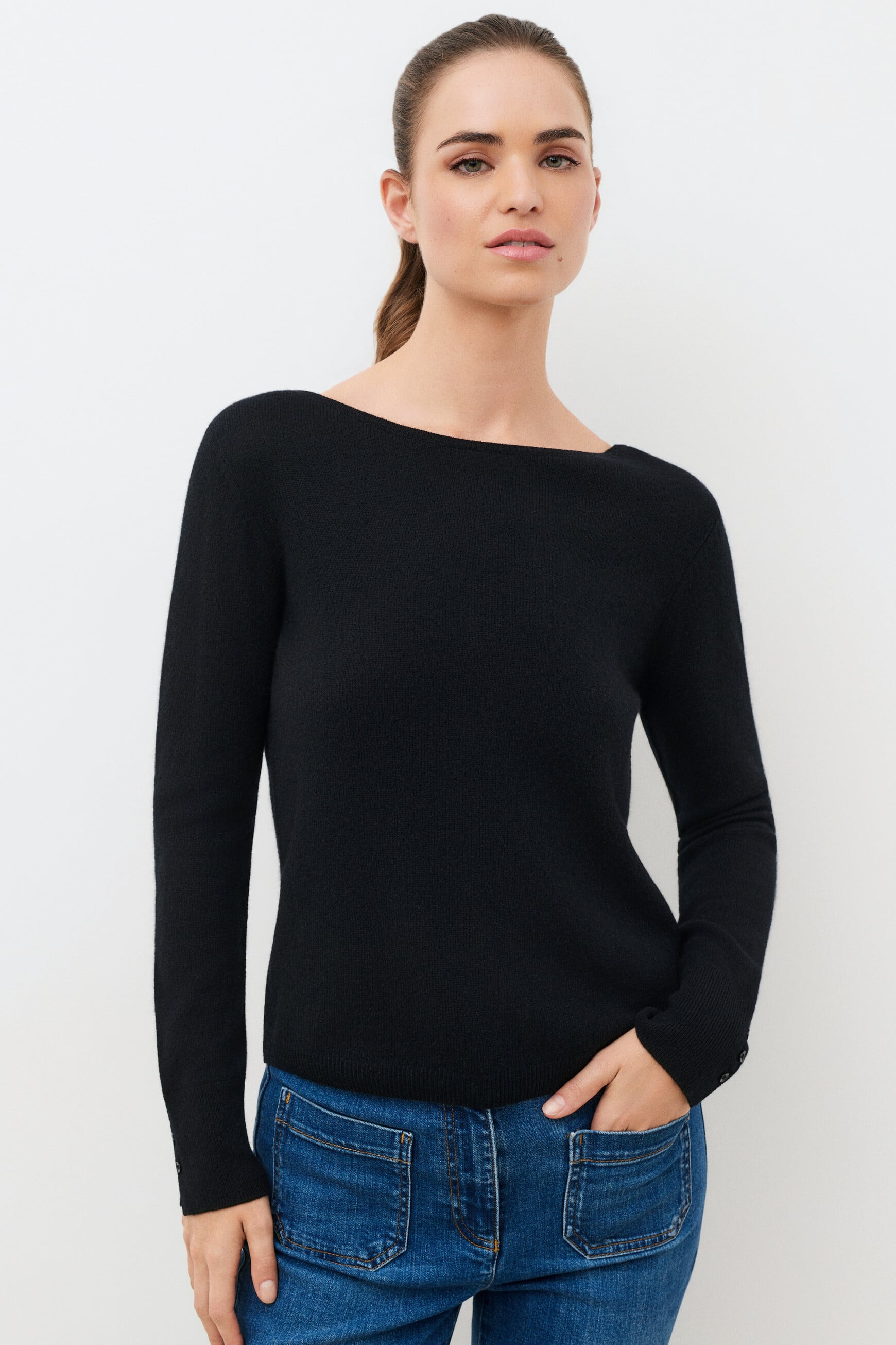 Jersey Mzoan 100% cachemir negro mujer