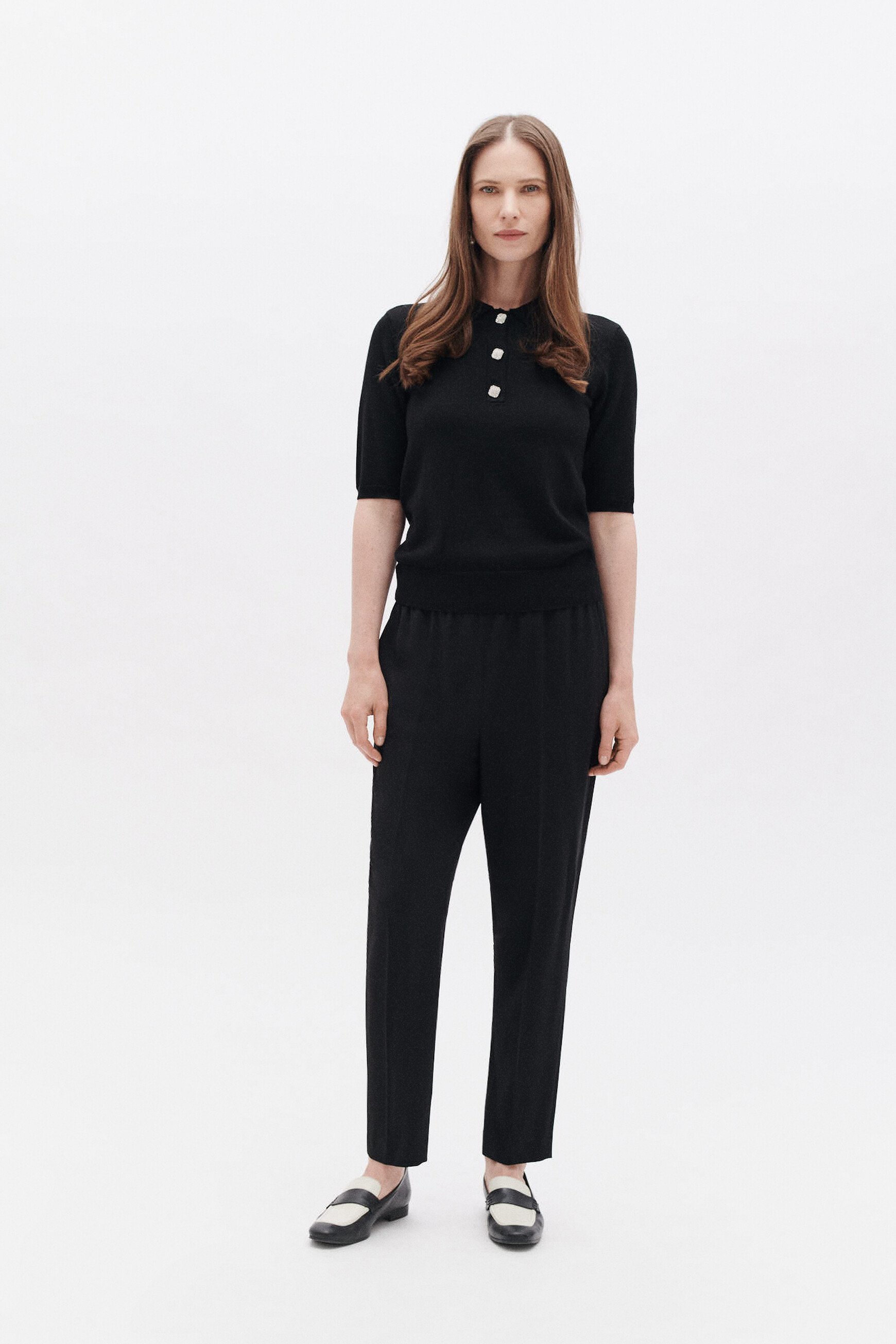 Pantalon pline noir femme