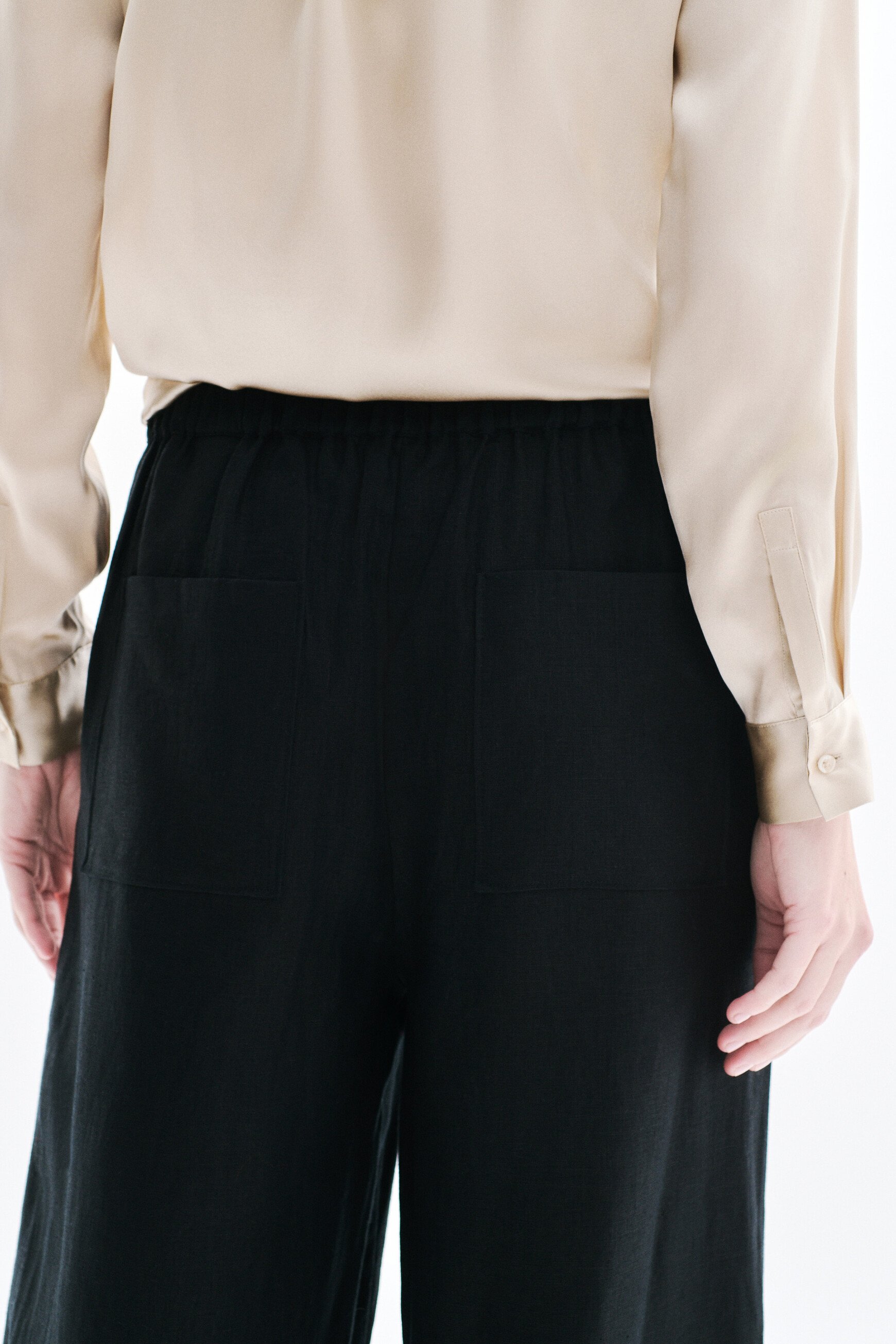 pantalon pandi 100 lino negro mujer Pantalón Pandi 100% lino negro mujer