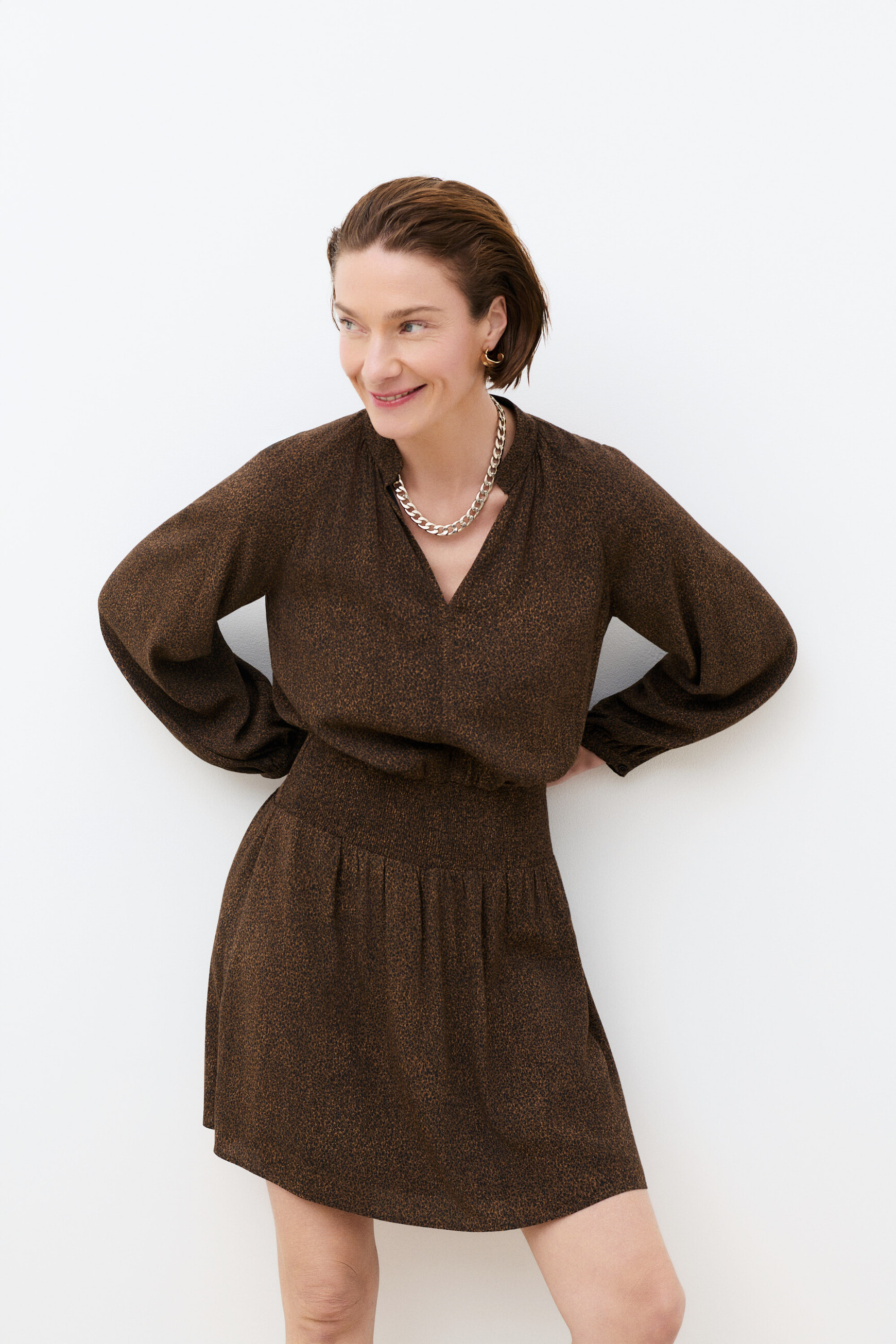 Vestido Rsylvia marr&oacute;n chocolate mujer