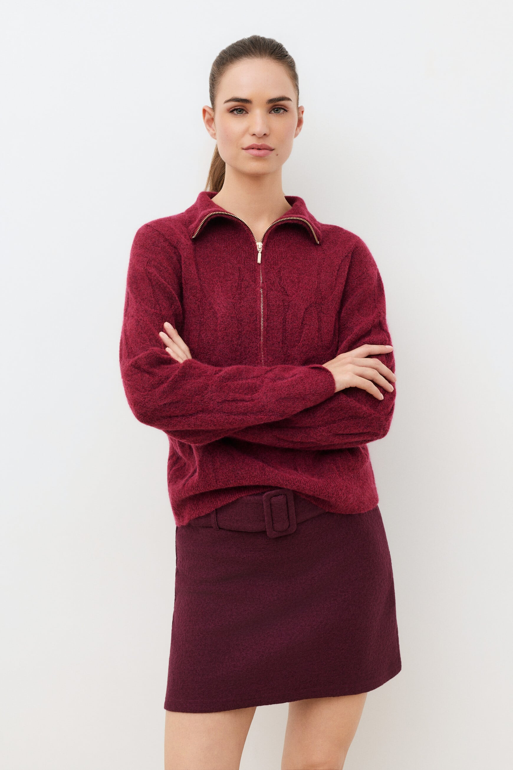 Maglione Mtanner rosso bordeaux donna