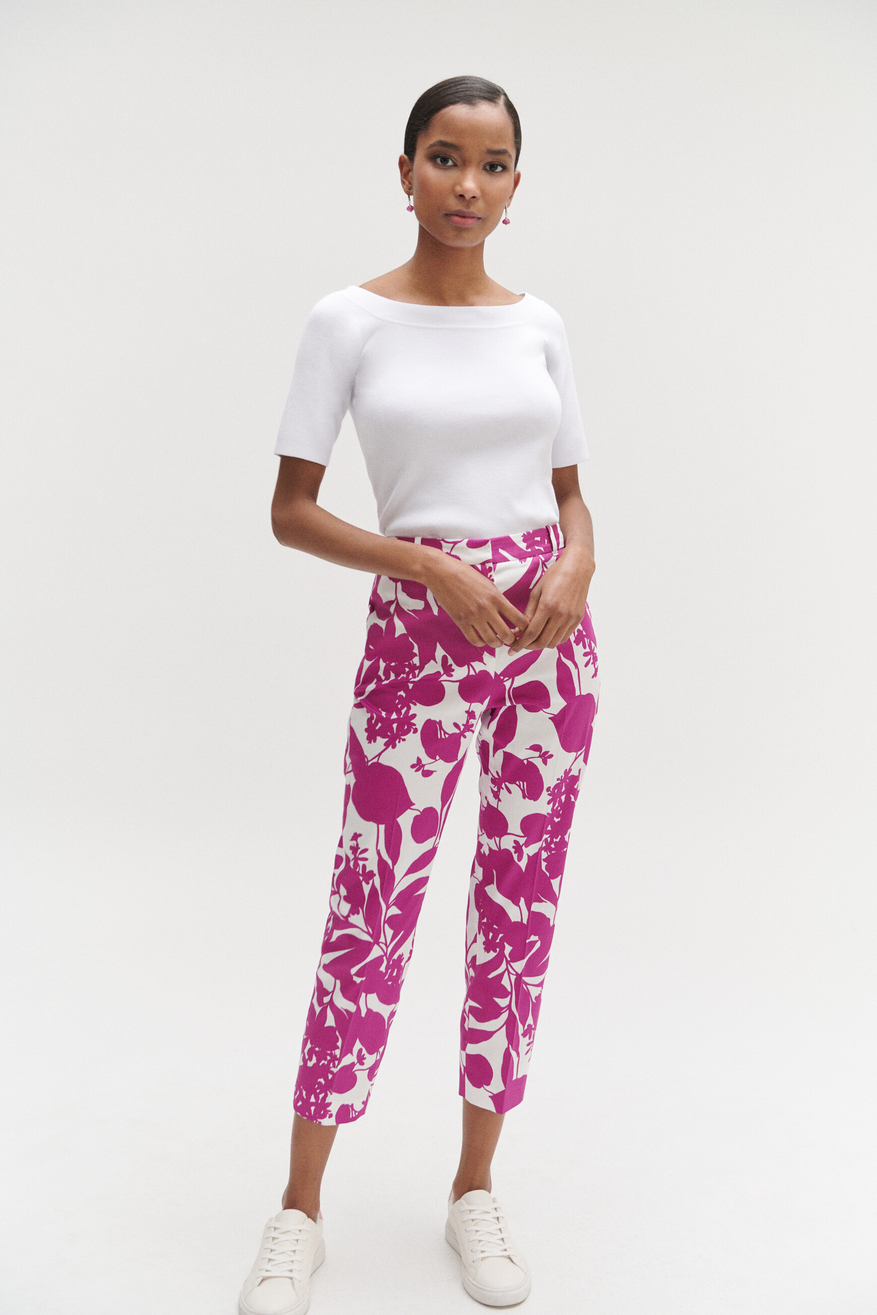 Pantalon gab fleuri violet femme