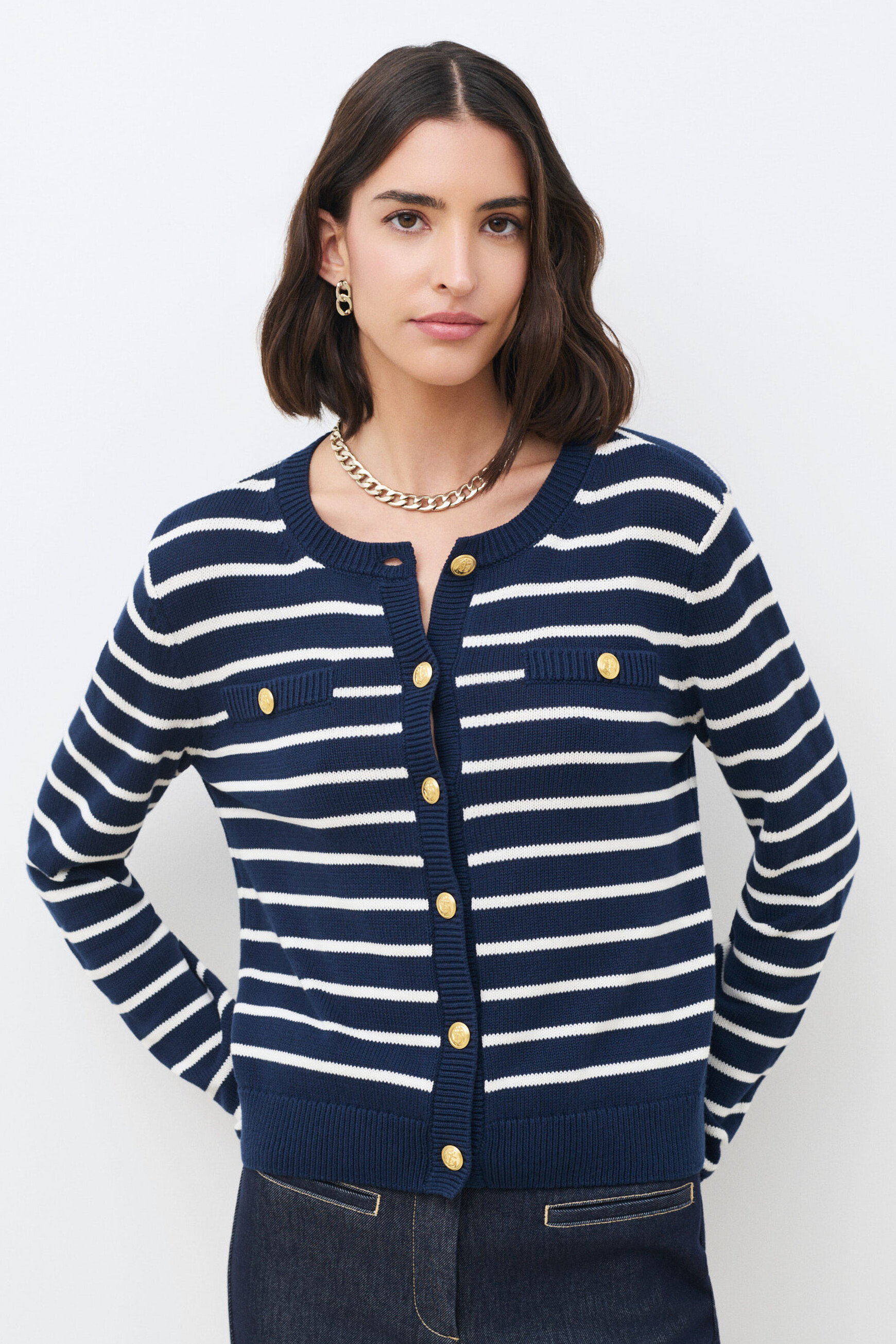 Pull Mrobin bleu marine femme