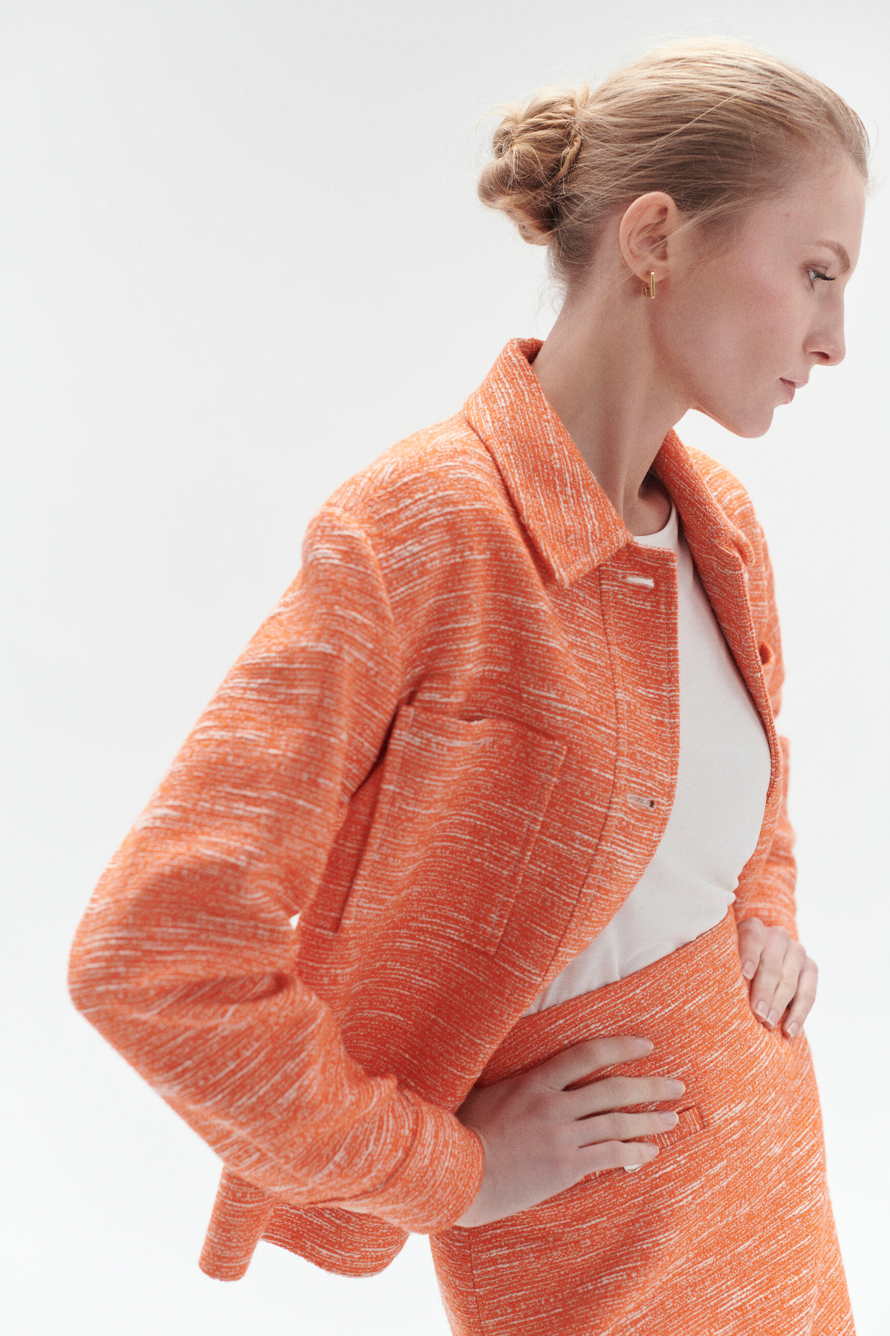 veste theoline en tweed orange femme veste theoline en tweed orange femme