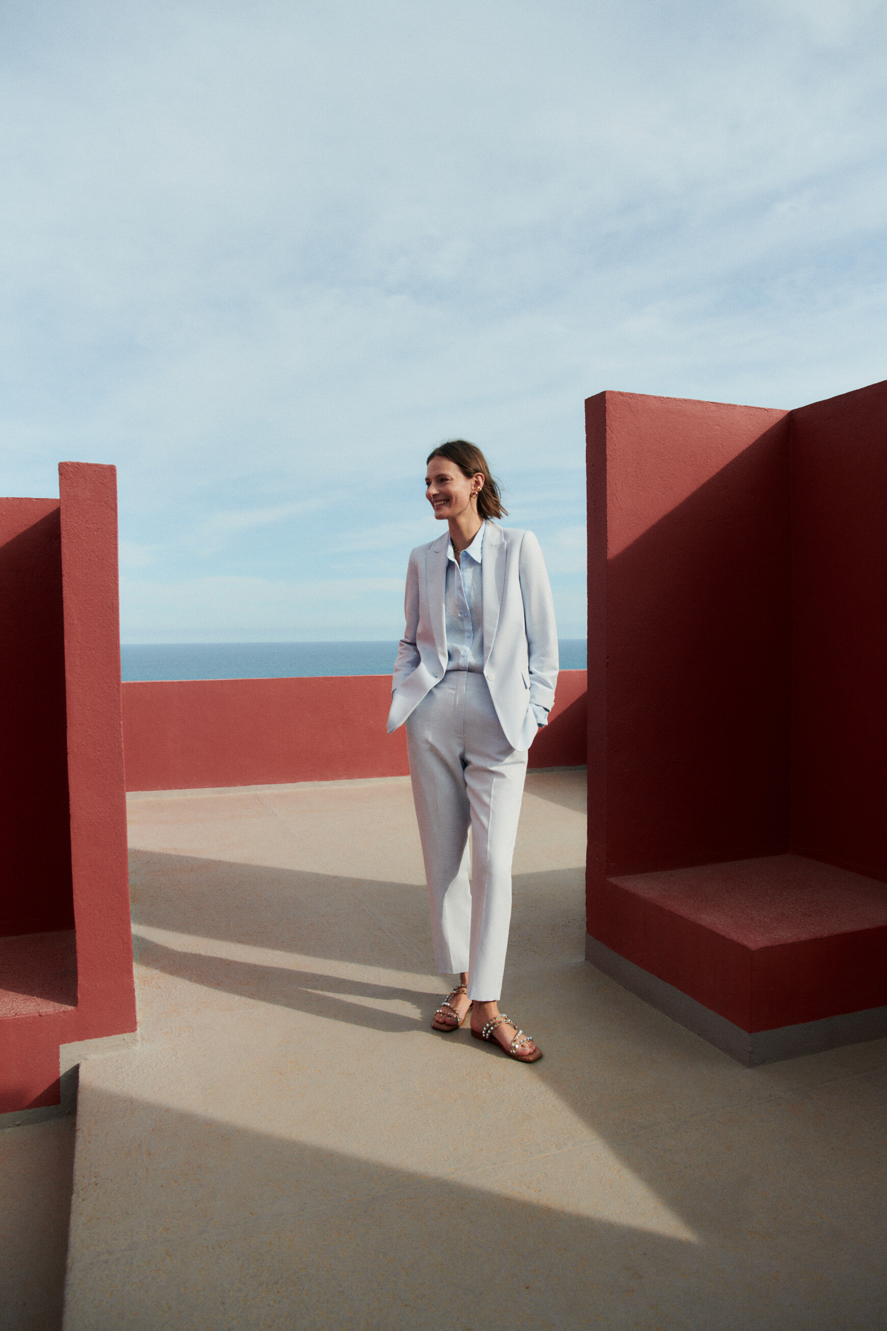 Pantalon psalvador bleu ciel femme Caroll