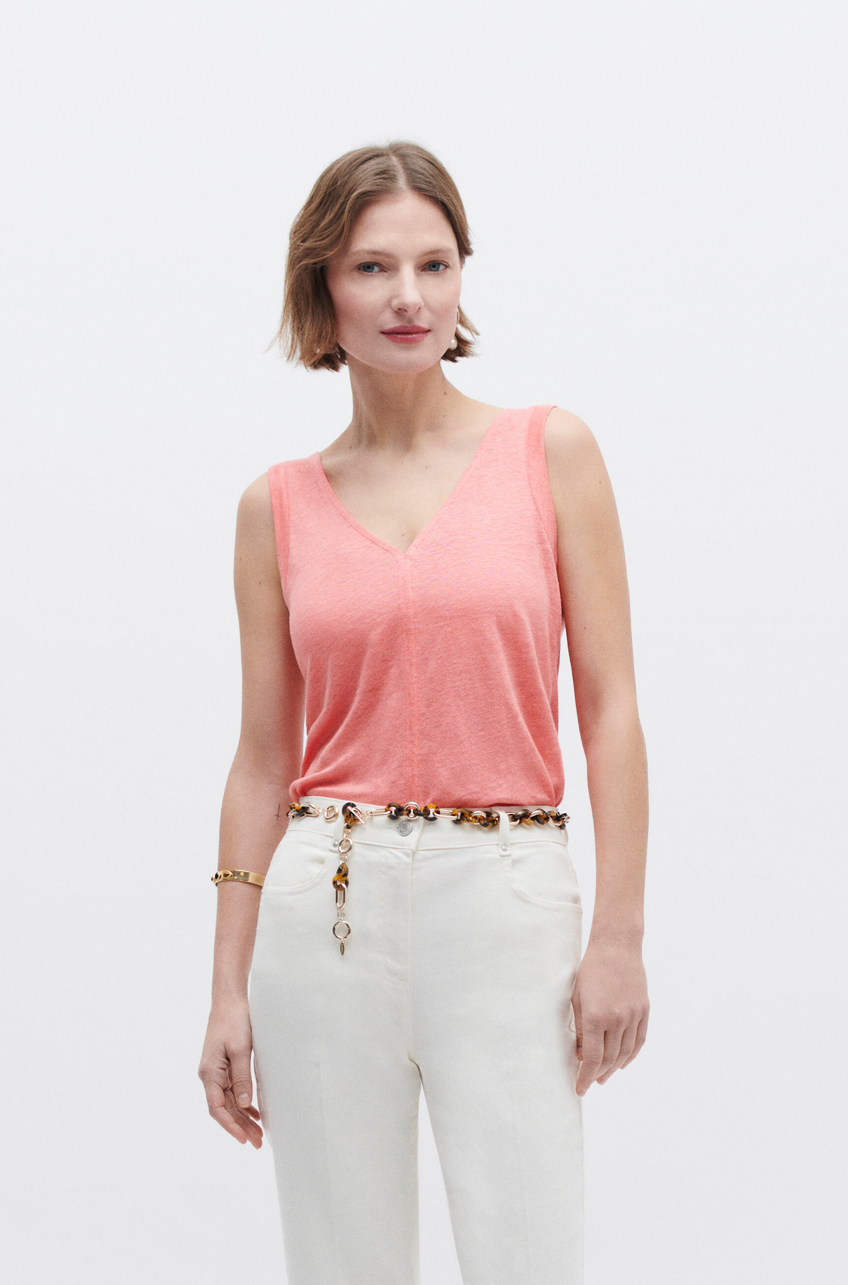 top aretha 100 leinen korallrot damen Top Aretha 100 % Leinen korallrot damen