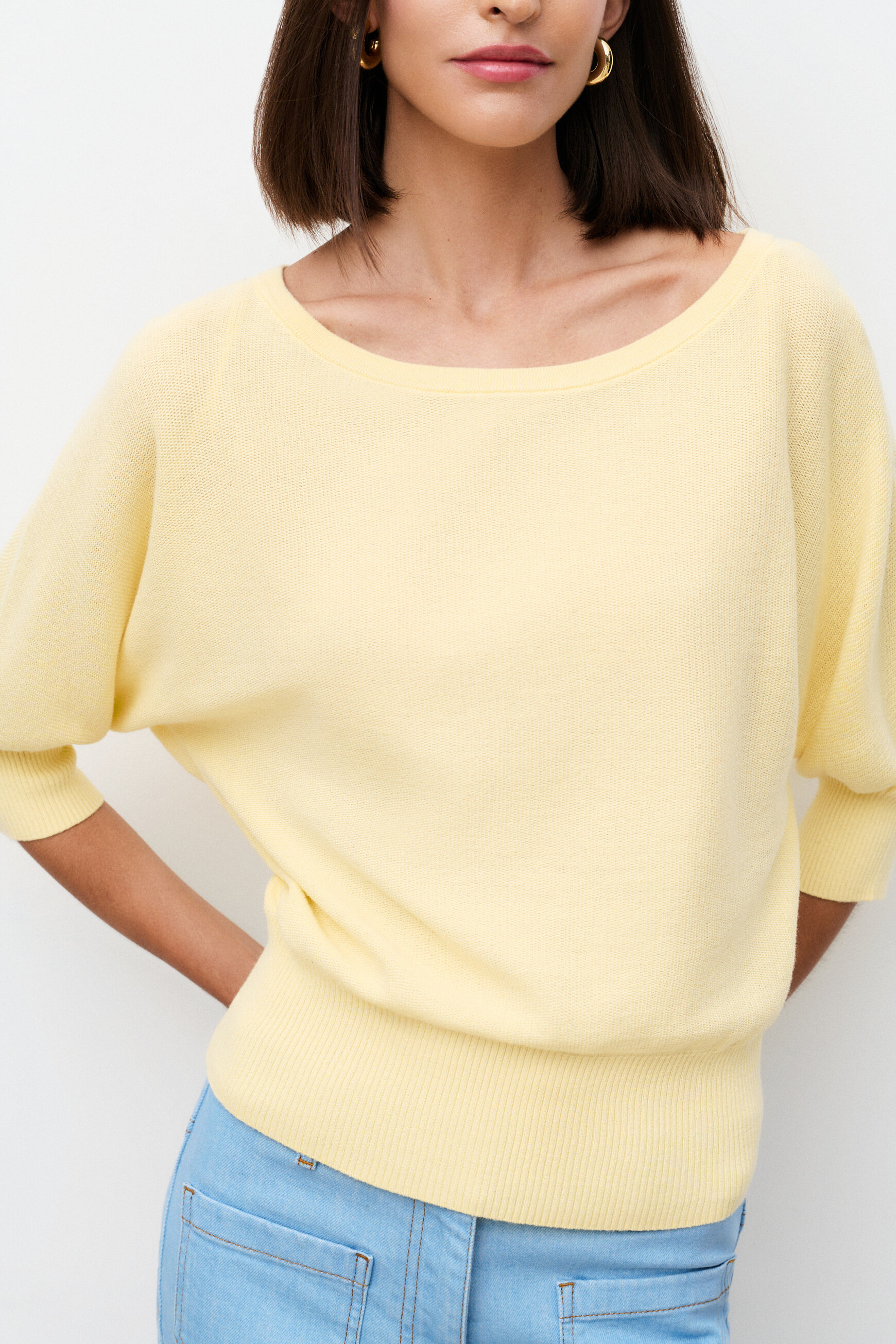 Malha joan oversize amarelo pastel mulher
