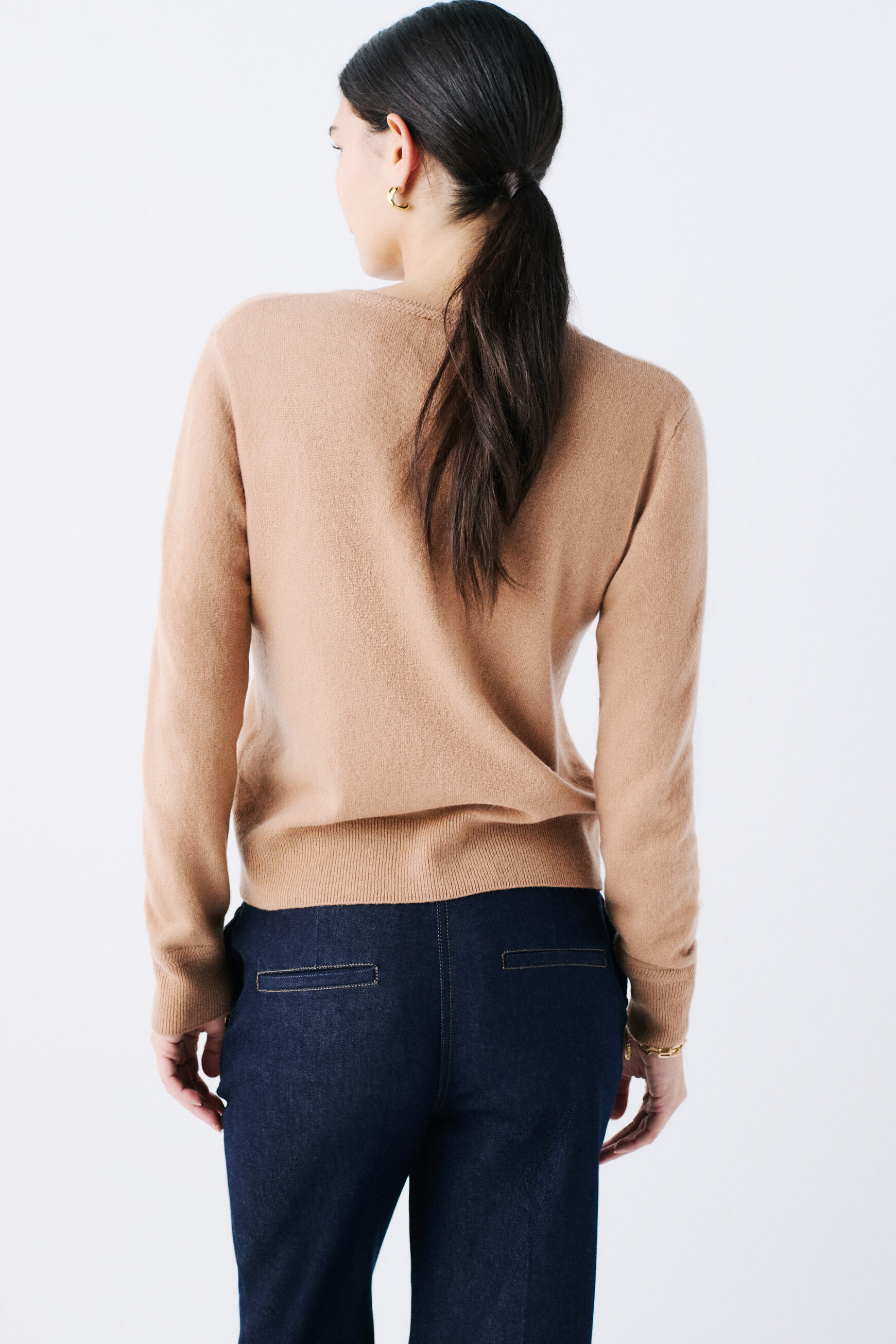mcaroline 100% cashmere cardigan camel woman