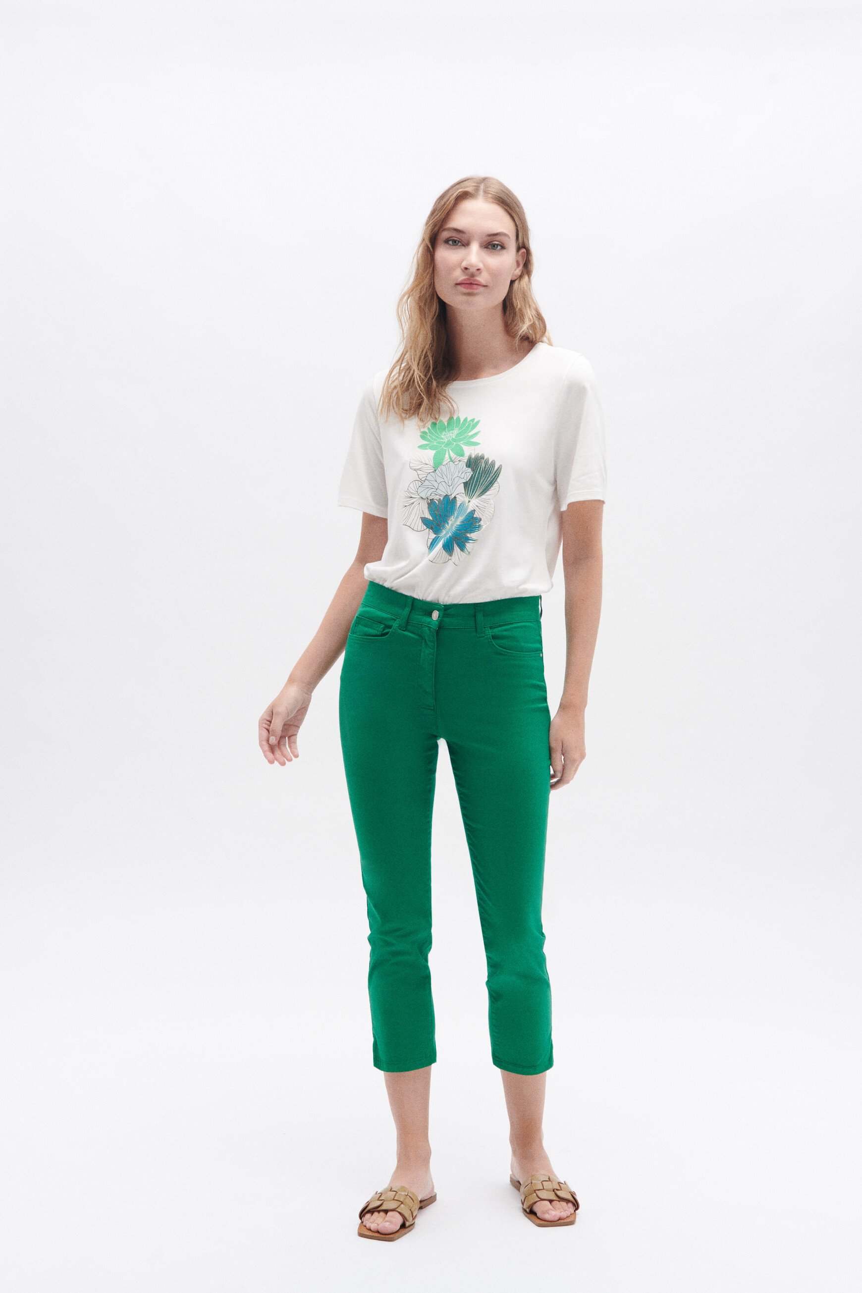 pantacourt mason vert menthe femme