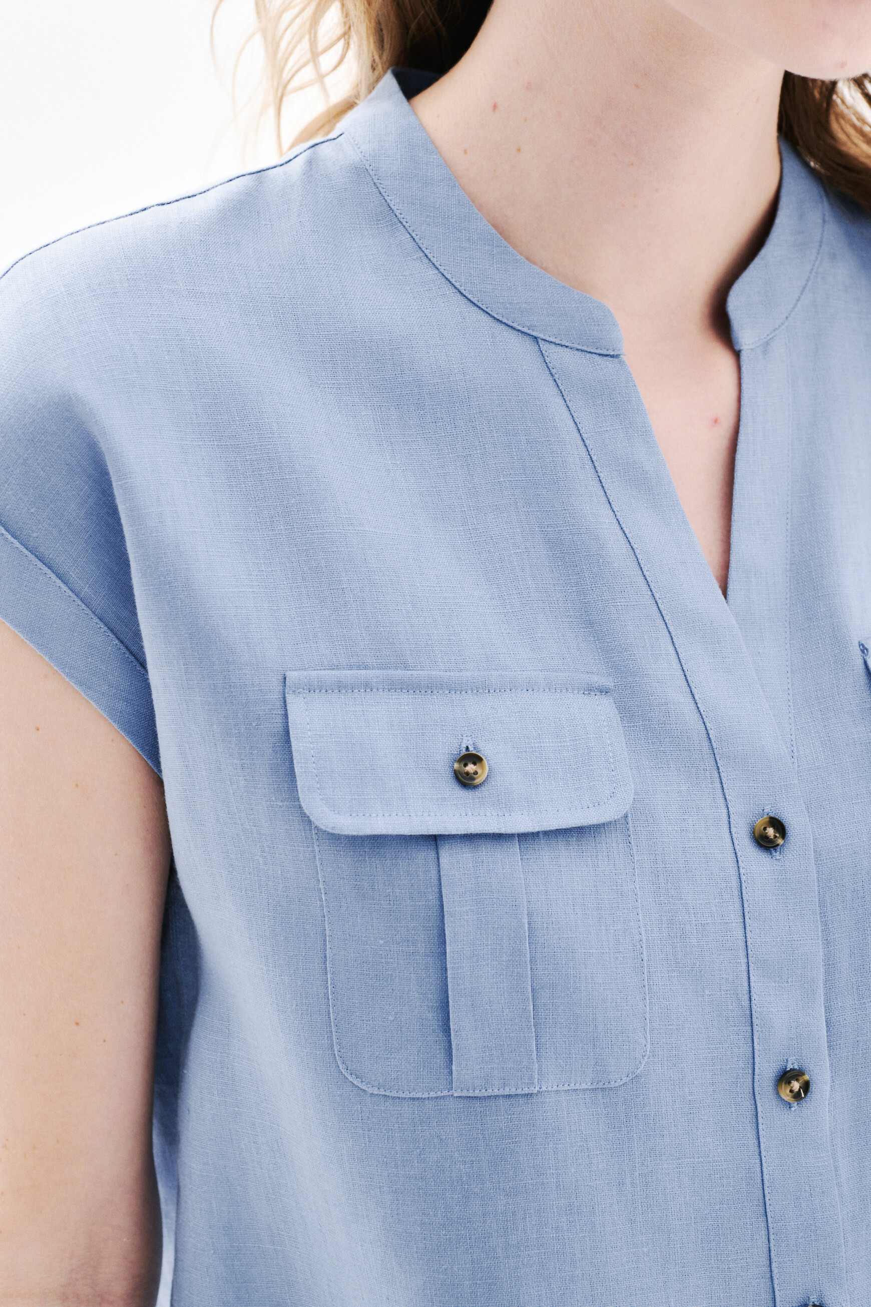 chemise gina 100 lin bleu gris femme Chemise gina 100% lin bleu gris femme