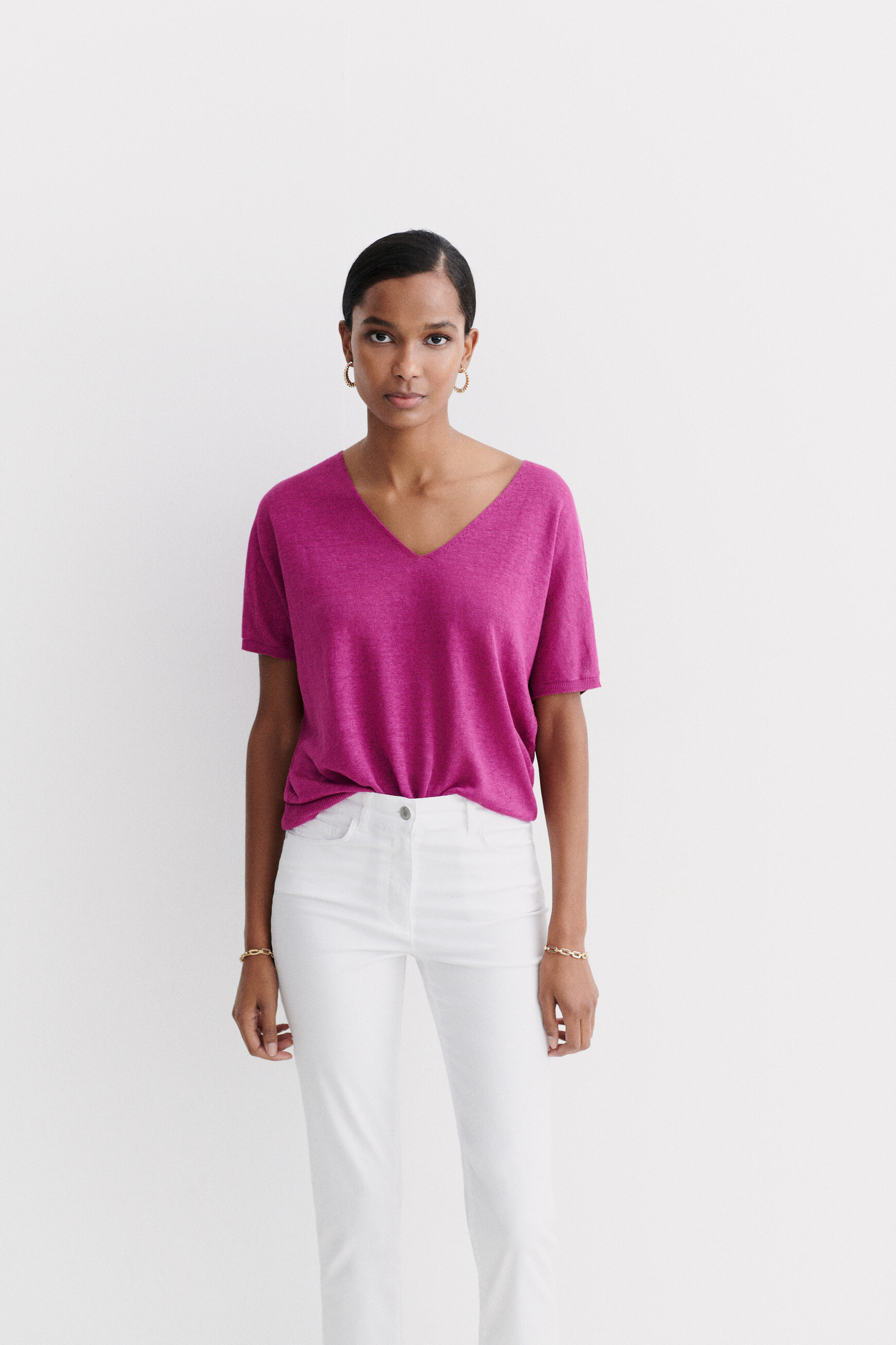 pull milane 100 lin violet femme pull milane 100% lin violet femme