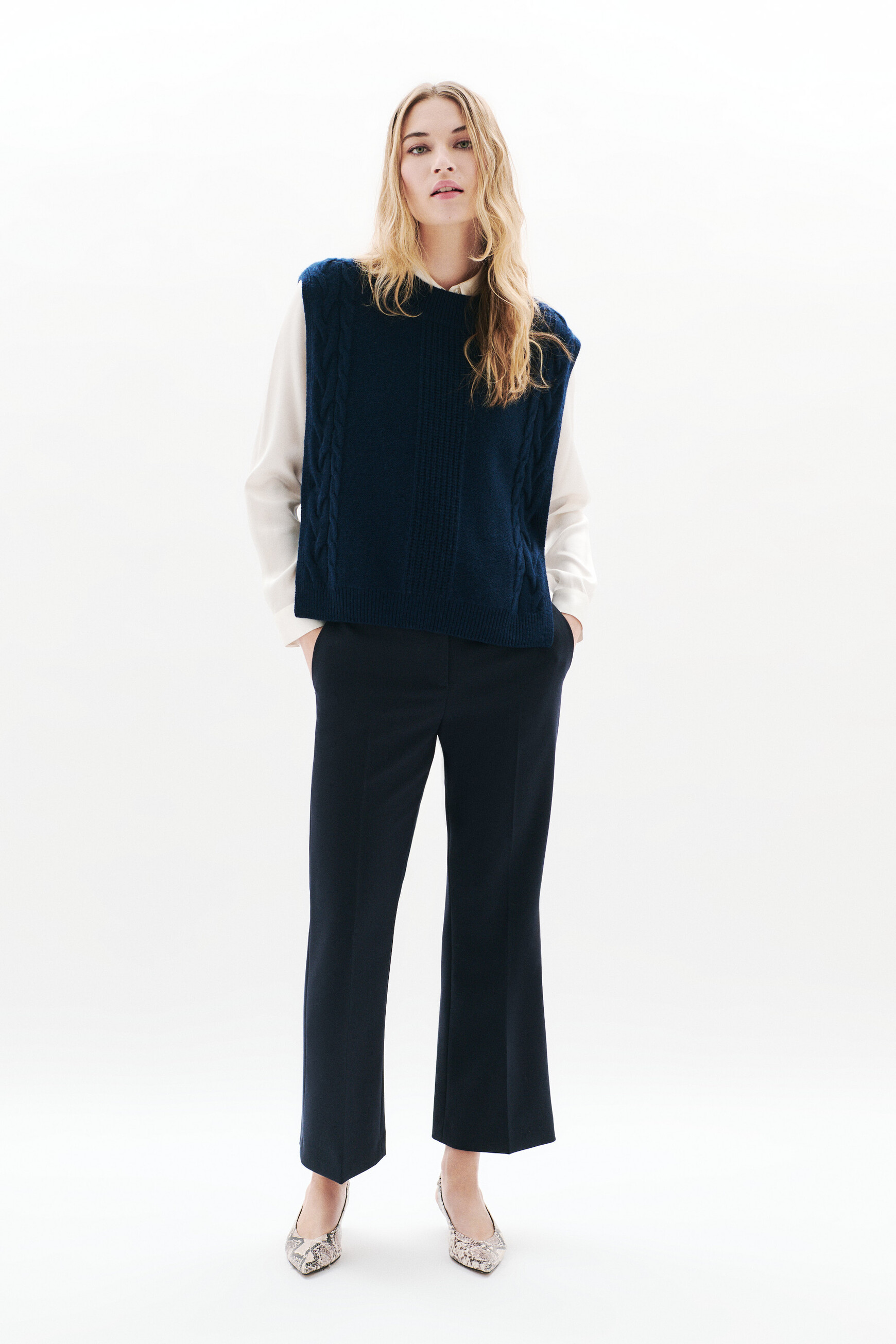 hiris poncho navy blue woman