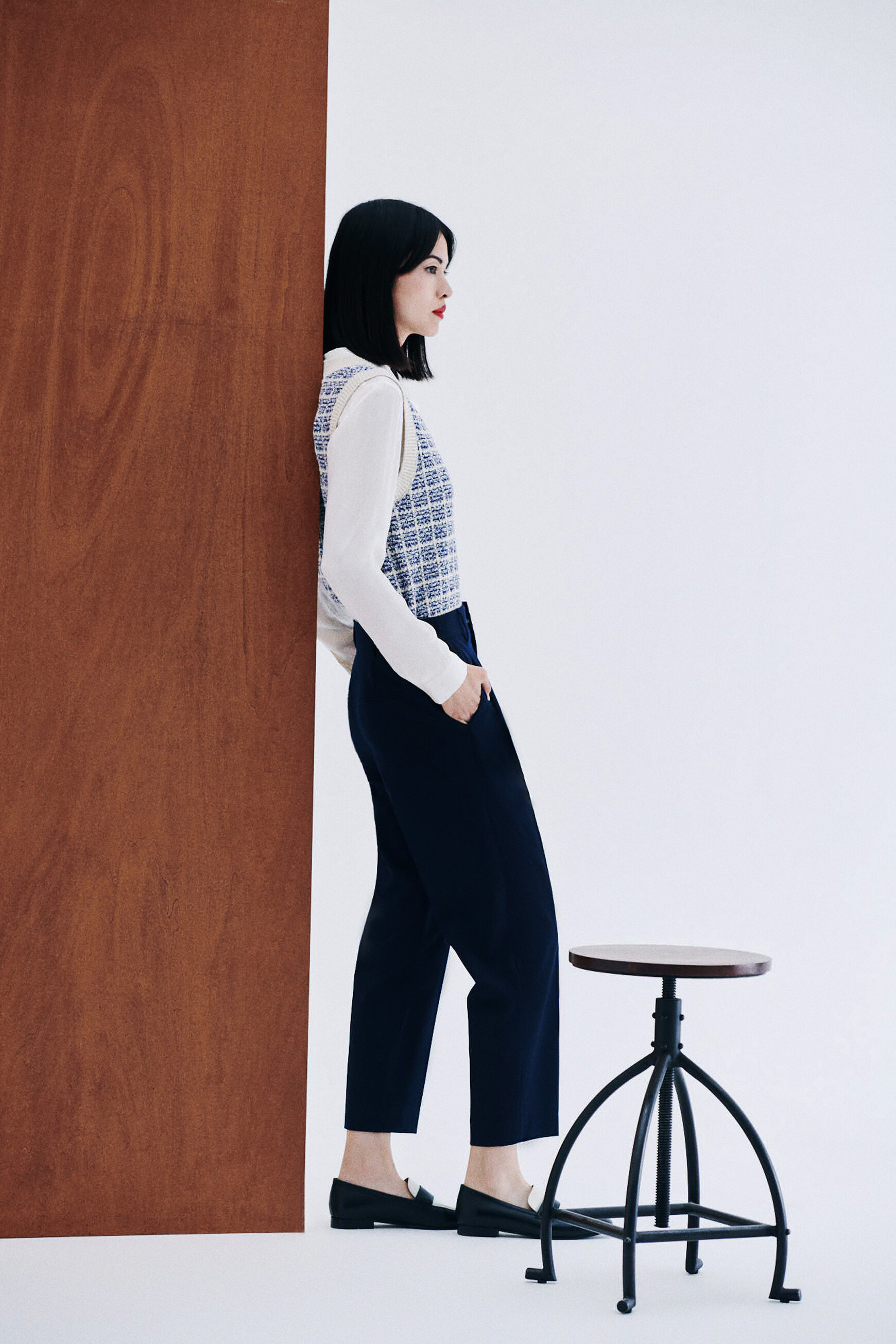 Pantalon palmer bleu marine femme