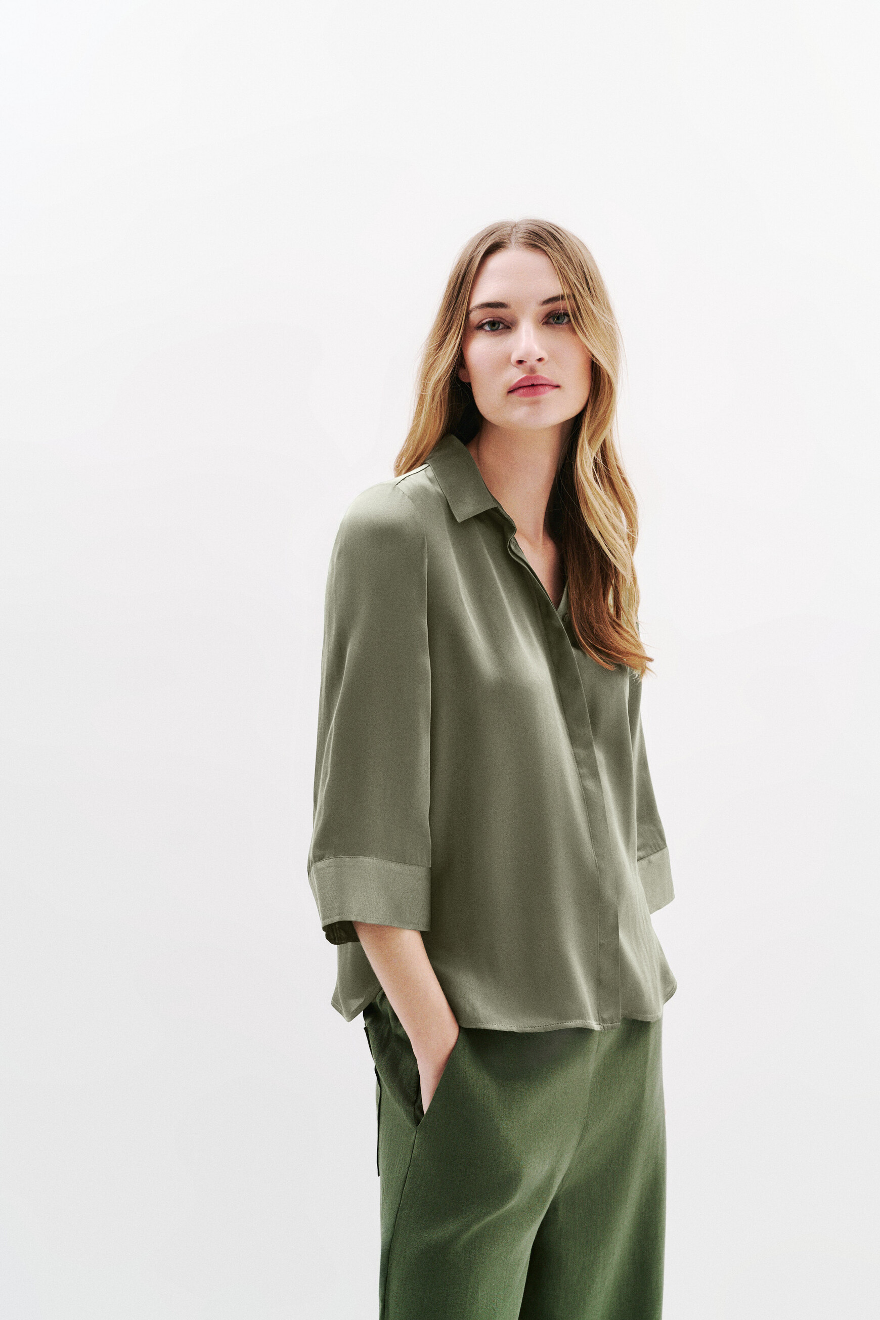 chemise cnina vert kaki femme Chemise Cnina vert kaki femme
