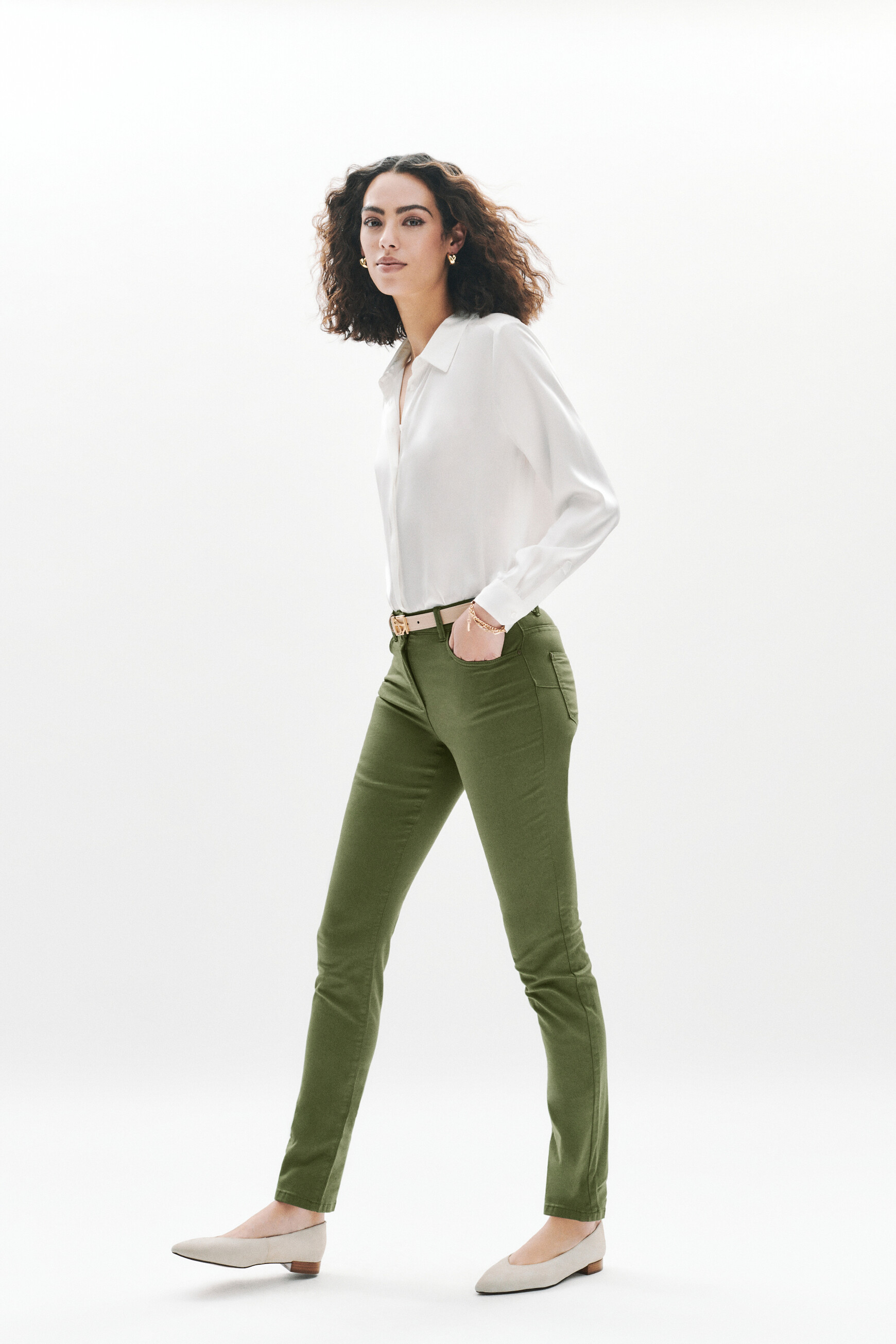 pantalon tomc vert kaki femme khakigroen vrouw